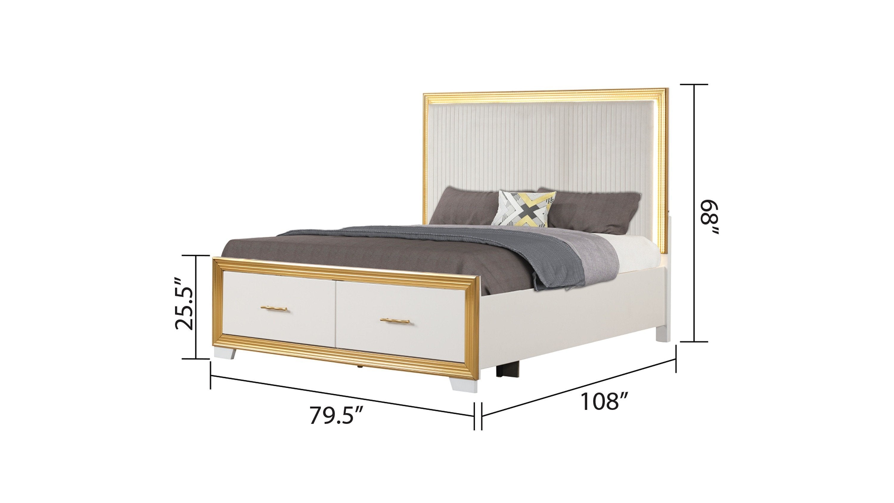 Obsession Contemporary Style King Tufted Bed Made with Wood & Gold Finish