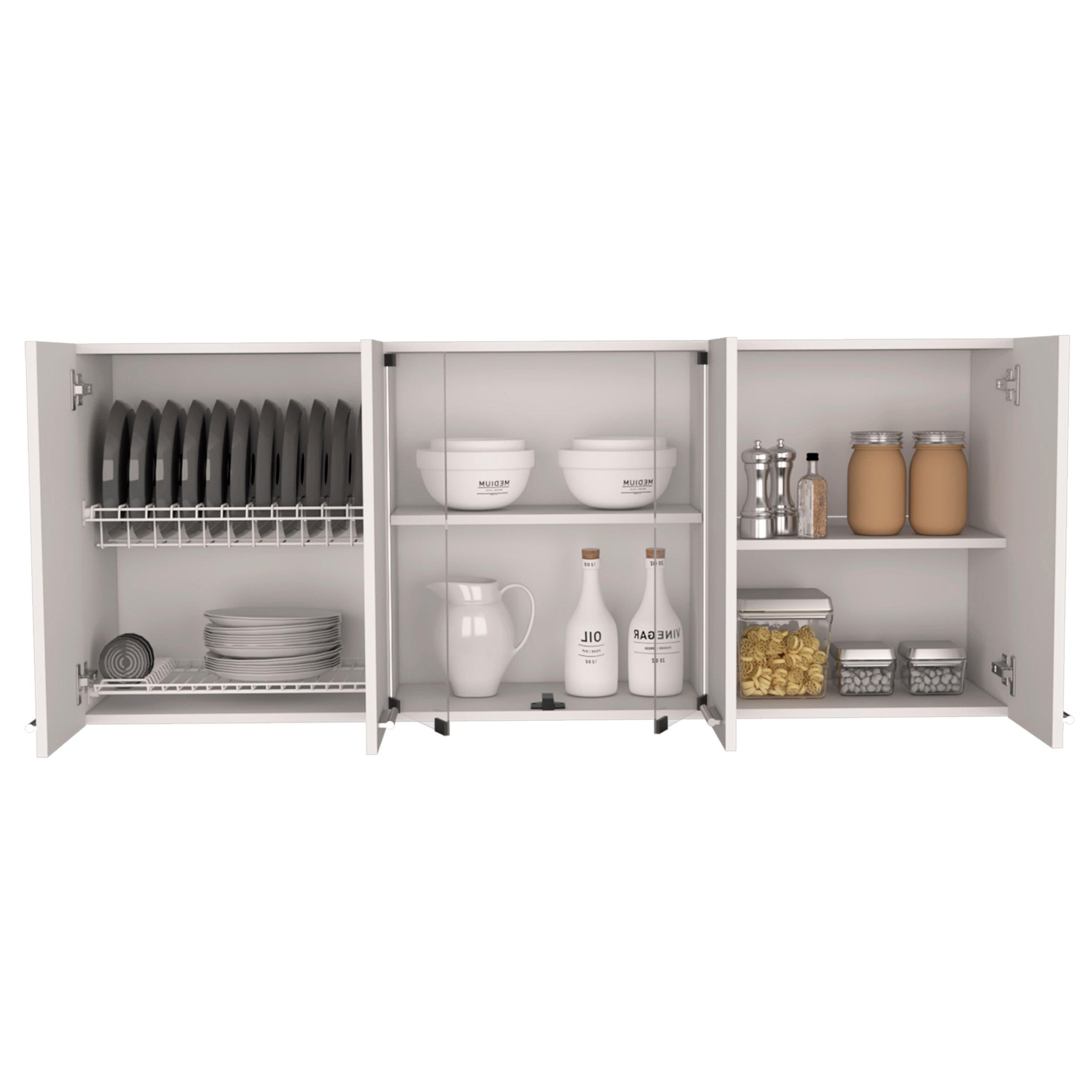 Superior Wall Cabinet Peoria, Four Interior Shelves, White Finish