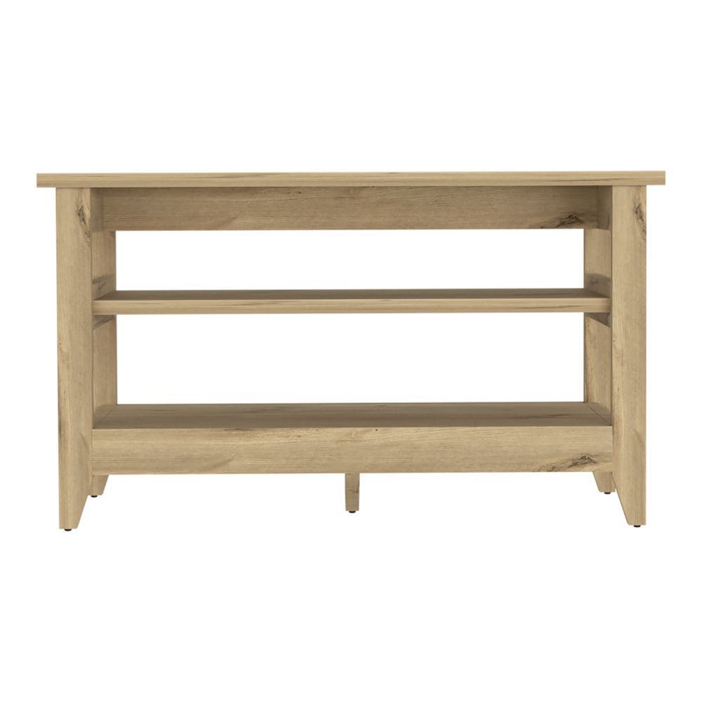 Storage Bench Susho, Upper and Lower Shelf, Light Oak Finish