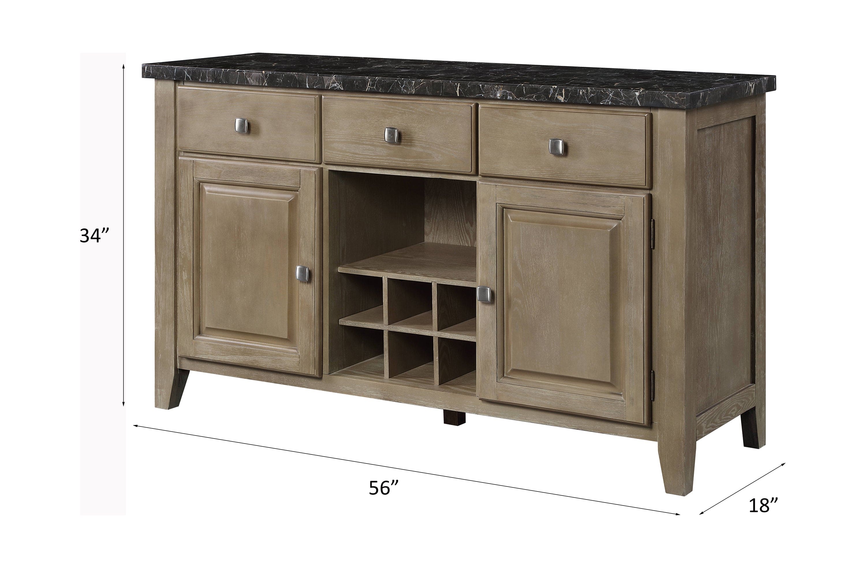 ACME Charnell Server in Marble & Oak Finish DN00555