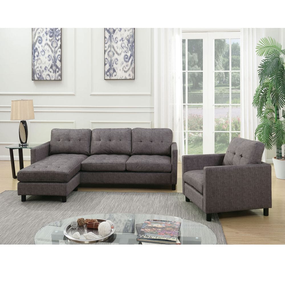 ACME Ceasar Sectional Sofa in Gray Fabric 53315