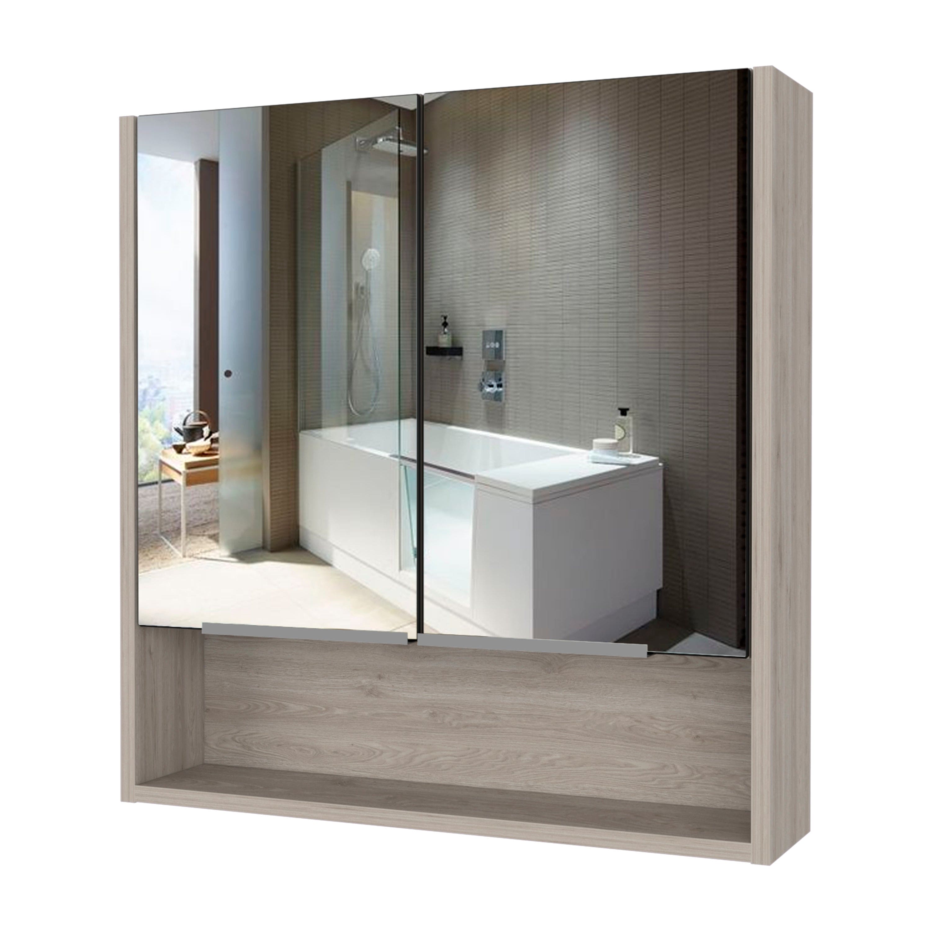 Medicine Cabinet with Mirror  Lexington,Three Internal Shelves, Light Gray Finish