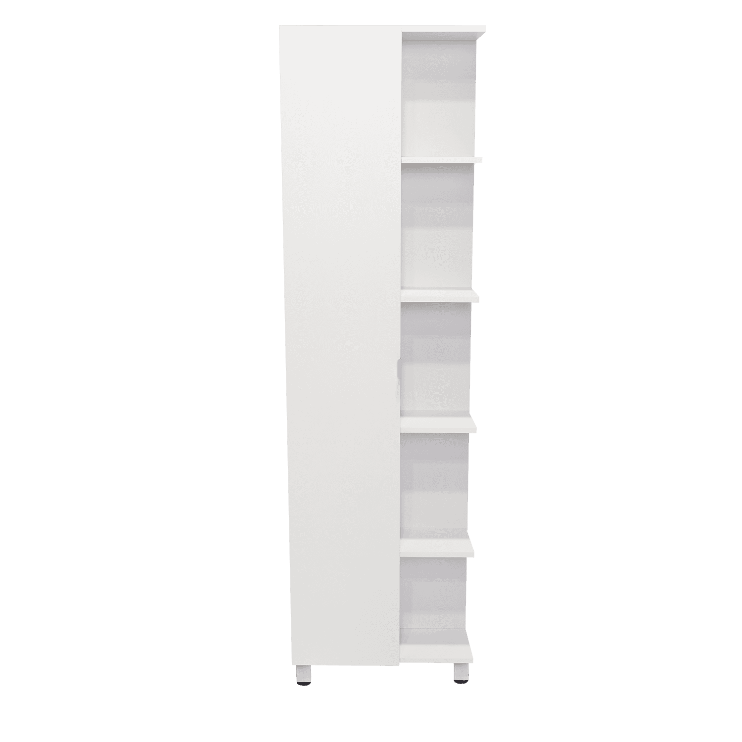 Corner Cabinet Womppi, Five Open Shelves, Single Door, White Finish