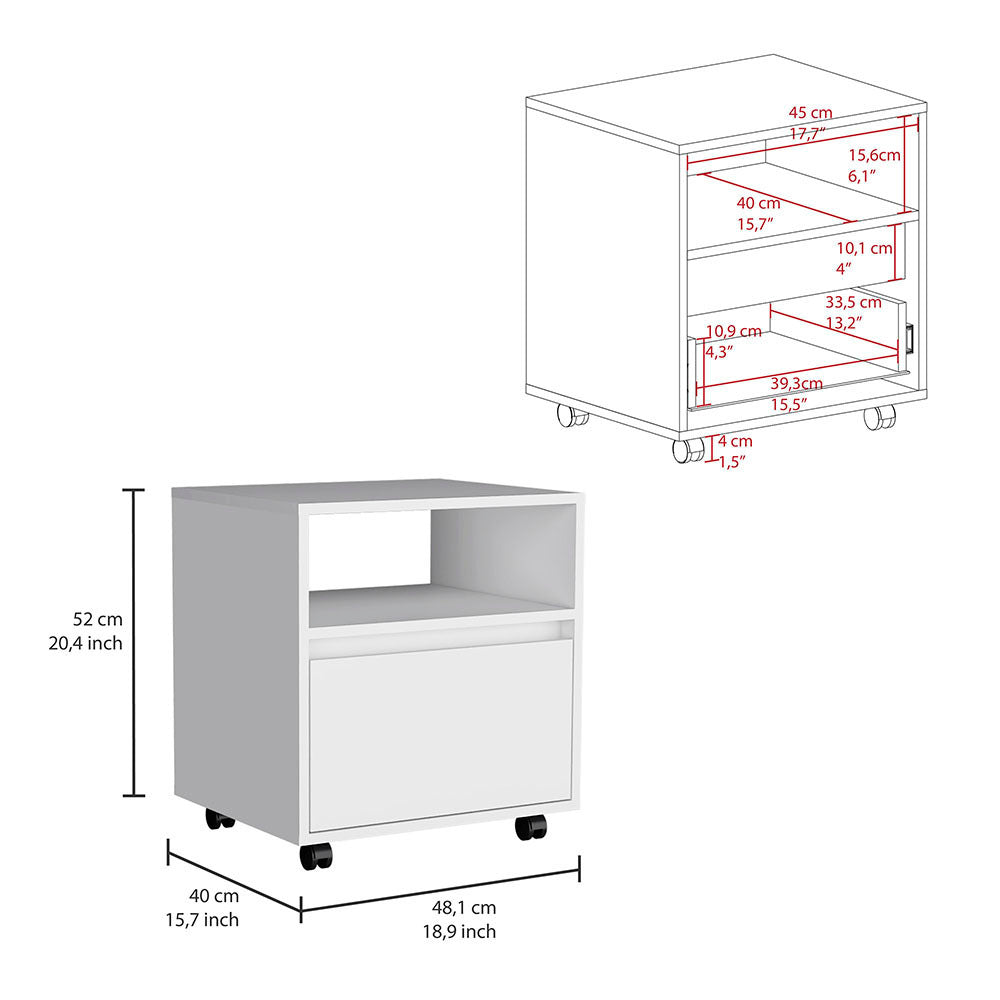 Nightstand Munyochi, One Drawer, White Finish