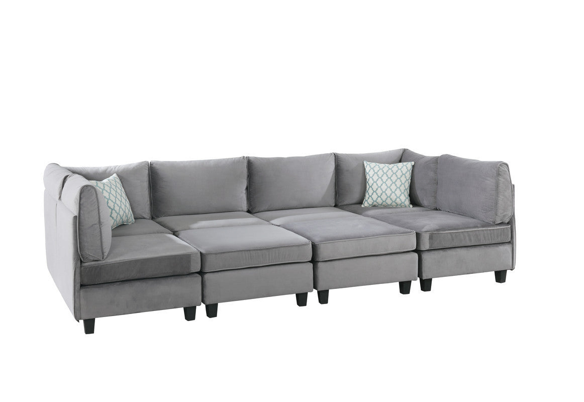 Simona Gray Velvet 8Pc Modular Sectional Sofa