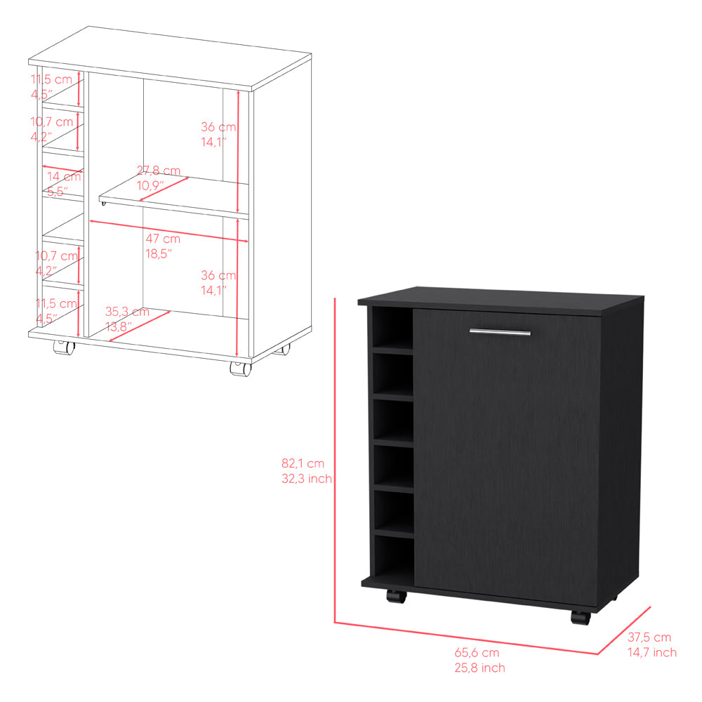 Bar Cart Cisco, Living Room, Black