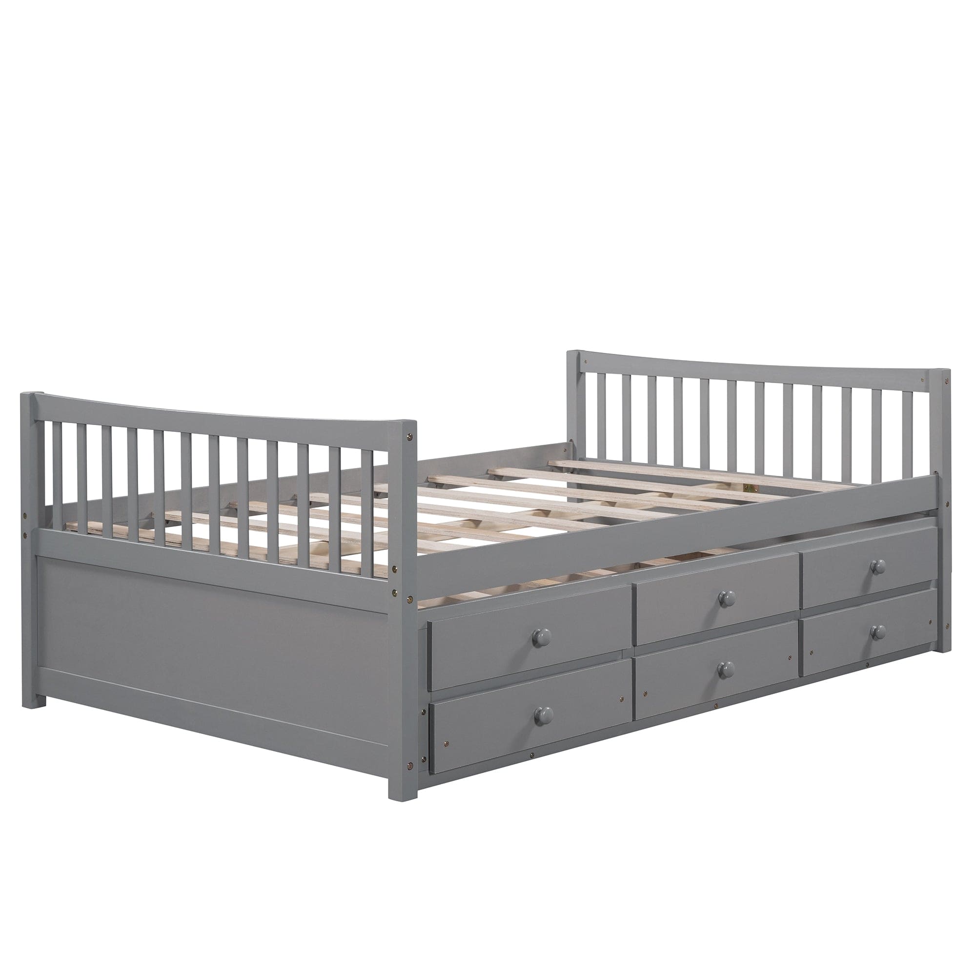 Full size Daybed with Twin size Trundle and Drawers, Full Size, Gray