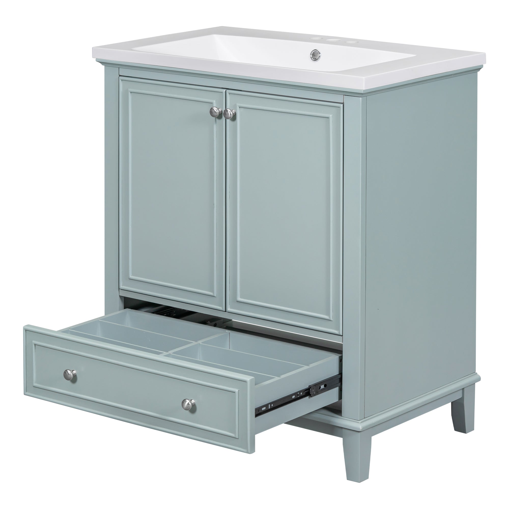 30" Bathroom Vanity with Sink Combo, Multi-functional Bathroom Cabinet with Doors and Drawer, Solid Frame and MDF Board, Green