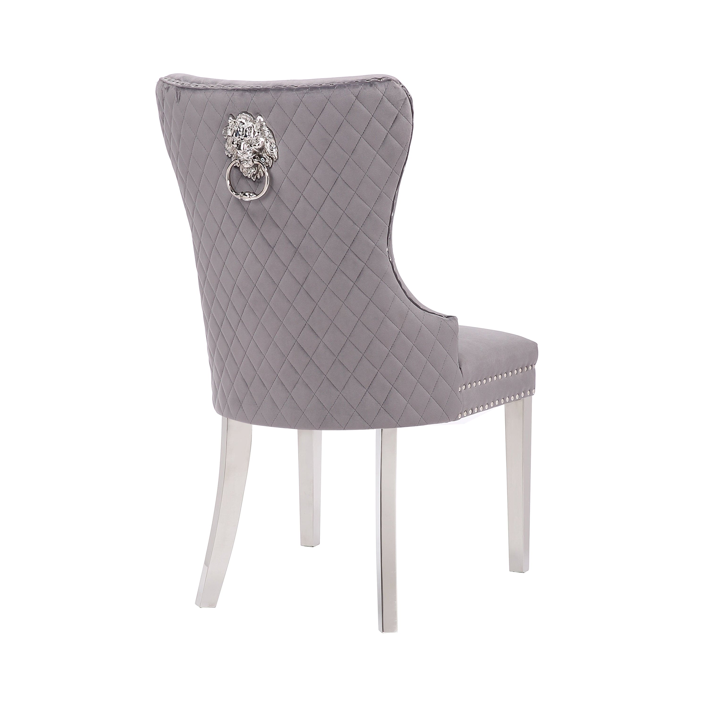 Simba Stainless Steel 2 Piece Chair Finish with Velvet Fabric in Dark Gray