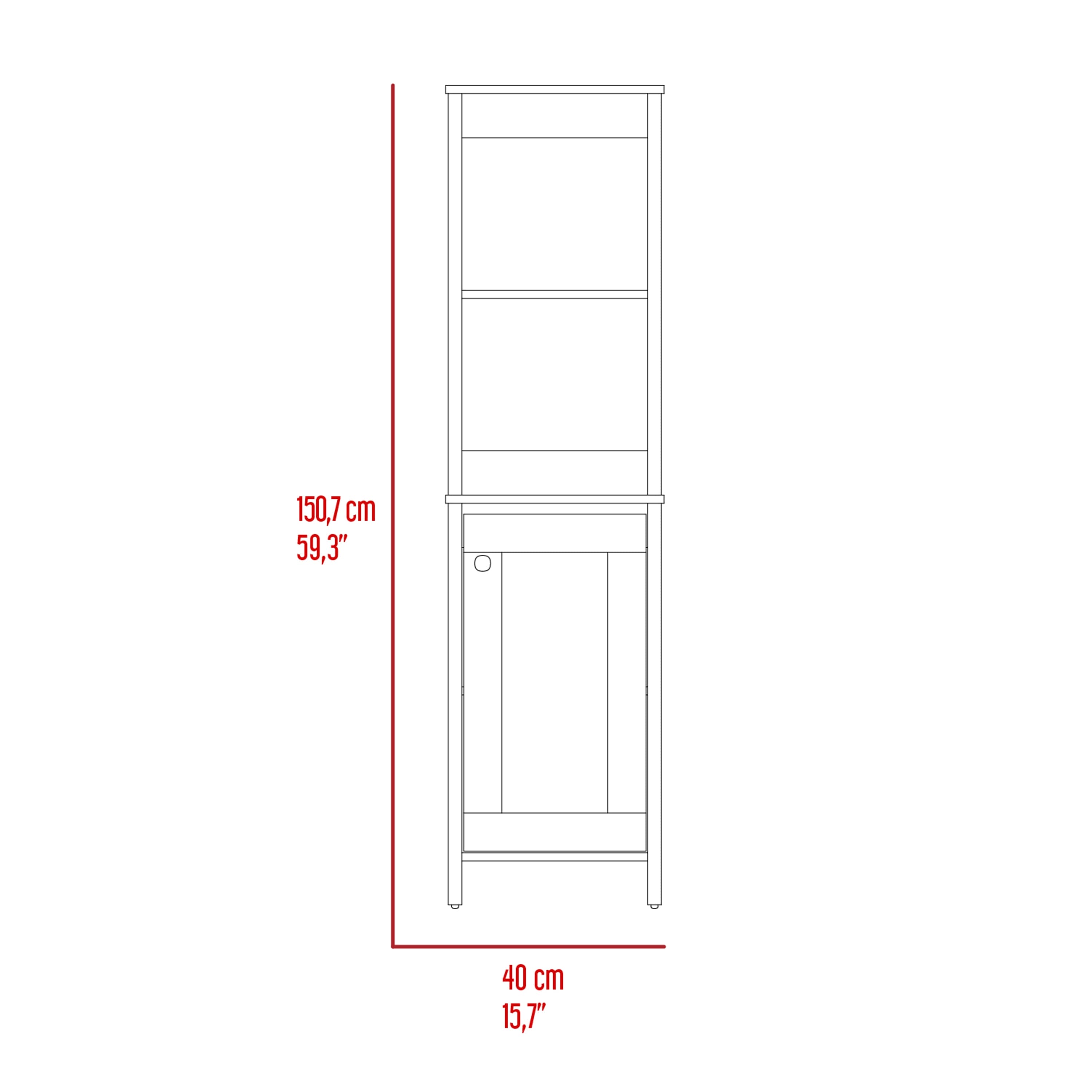 Linen Cabinet Jannes, Two Open Shelves, Single Door, Light Oak / White Finish