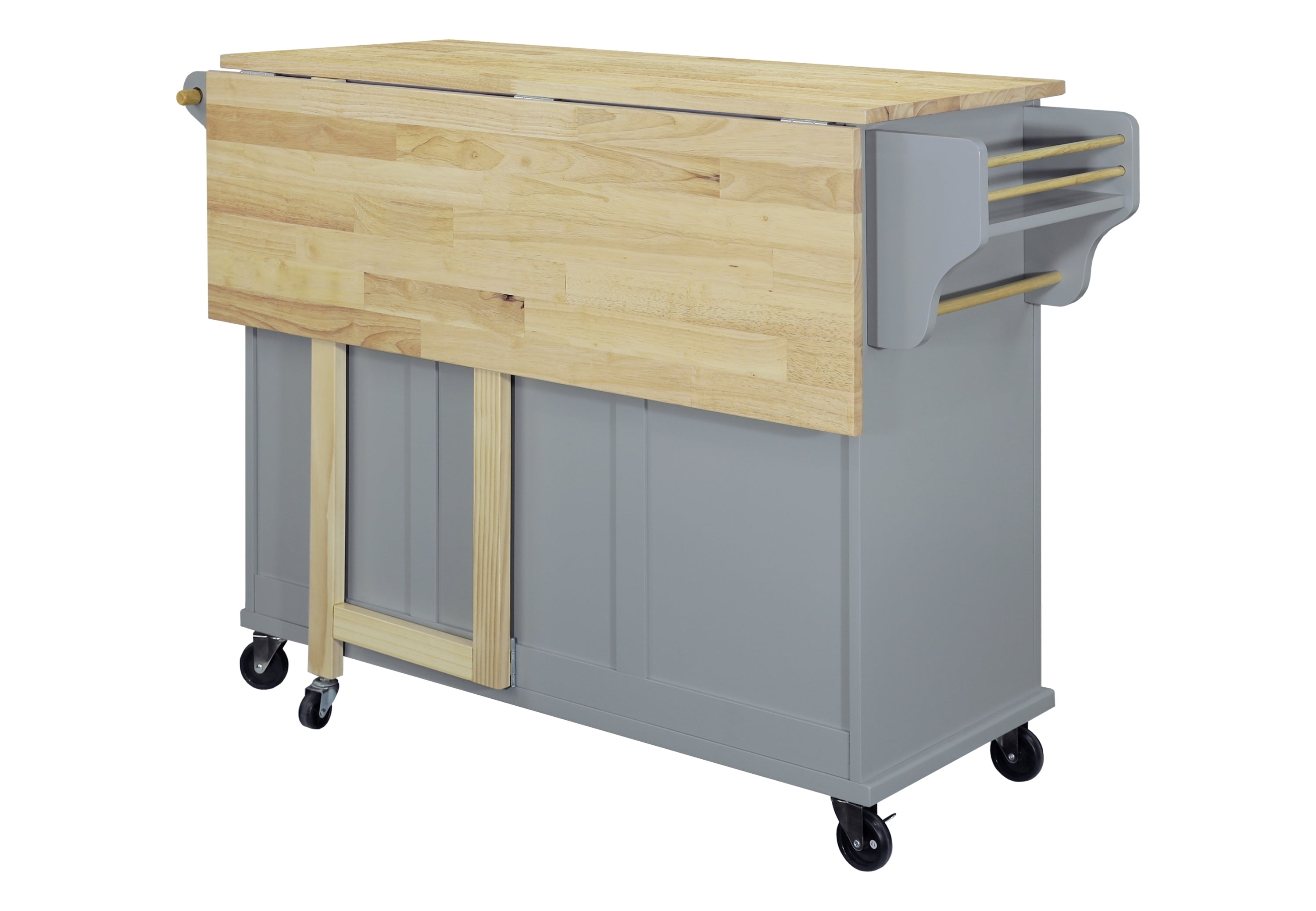 Cambridge Natural Wood Top Kitchen Island with Storage