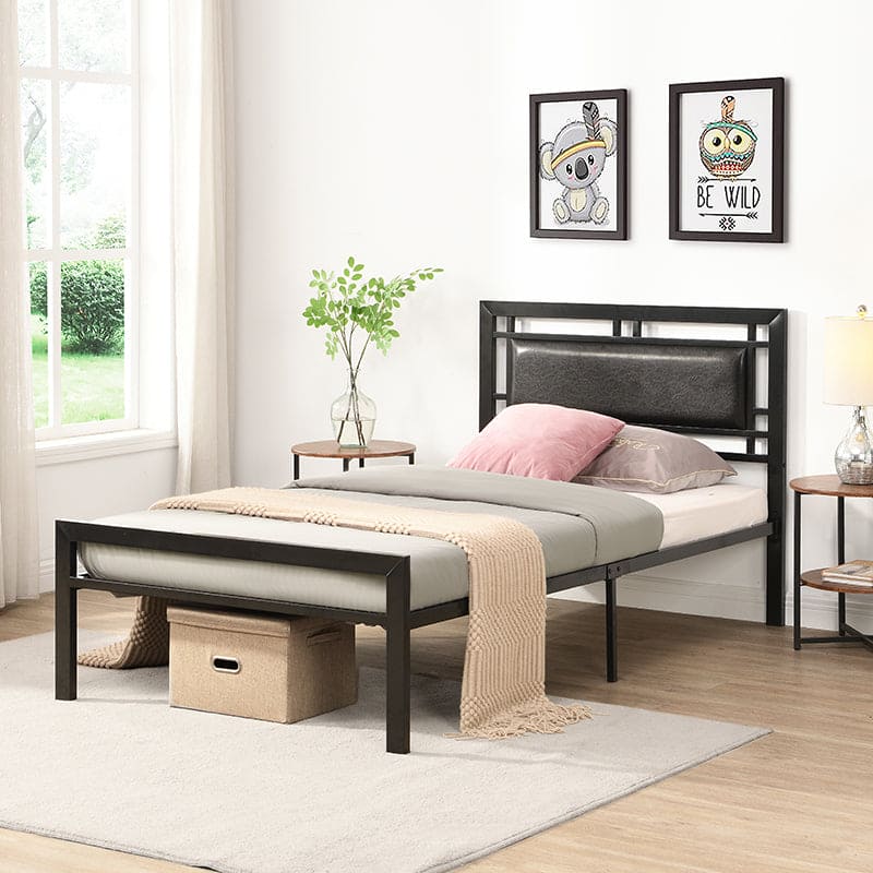 Twin Size metal bed Sturdy System Metal Bed Frame ,Modern style and comfort to any bedroom ,black