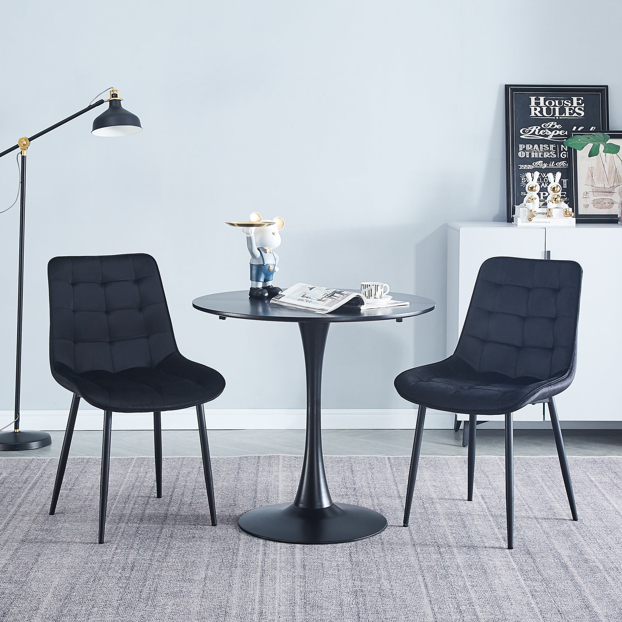 Dining Chair 2PCS（BLACK），Modern style，New technology，Suitable for restaurants, cafes, taverns, offices, living rooms, reception rooms.Simple structure, easy installation.