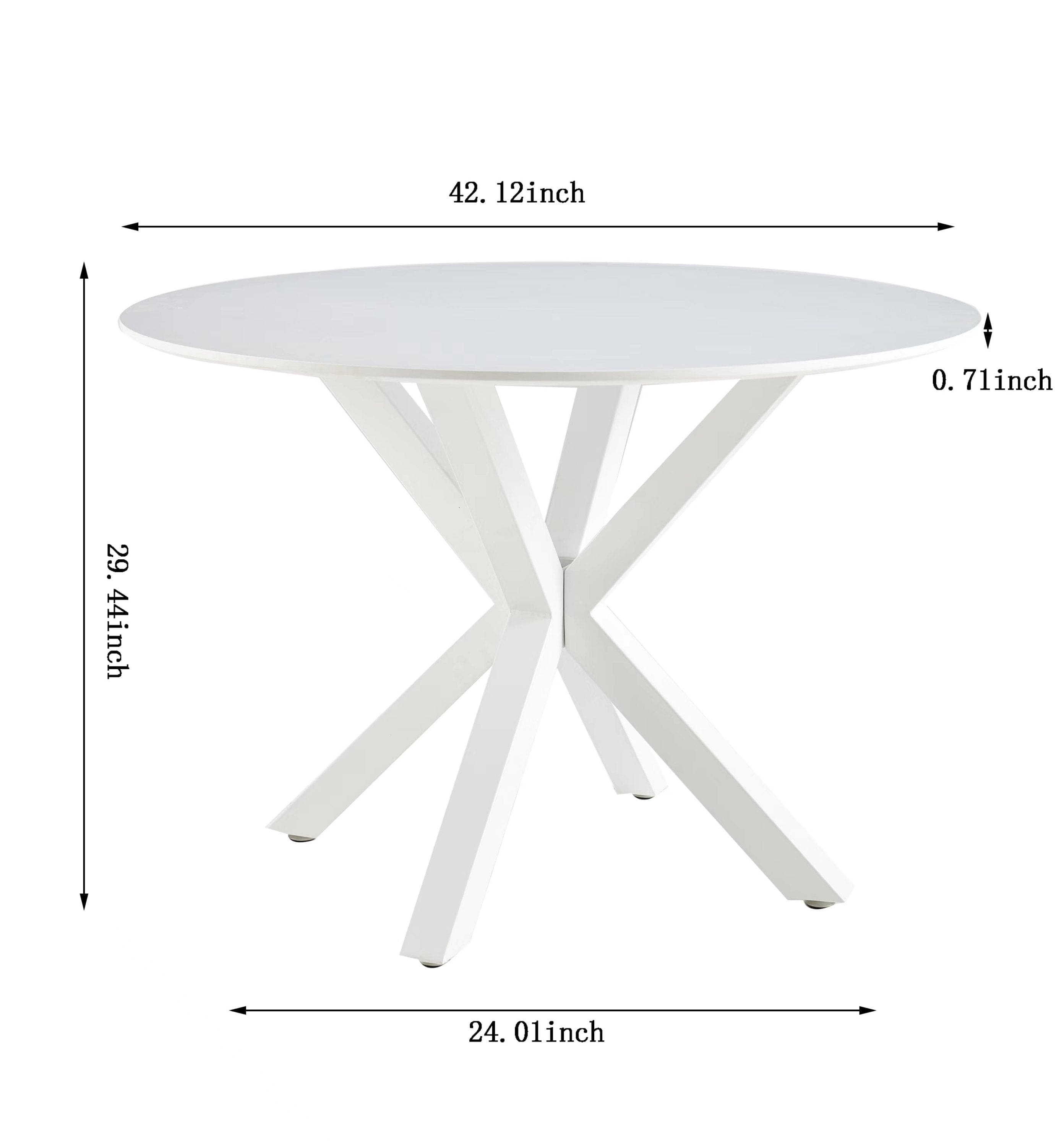 42.1"WHITE Table Mid-century Dining Table for 4-6 people With Round Mdf Table Top, Pedestal Dining Table, End Table Leisure Coffee Table,cross leg