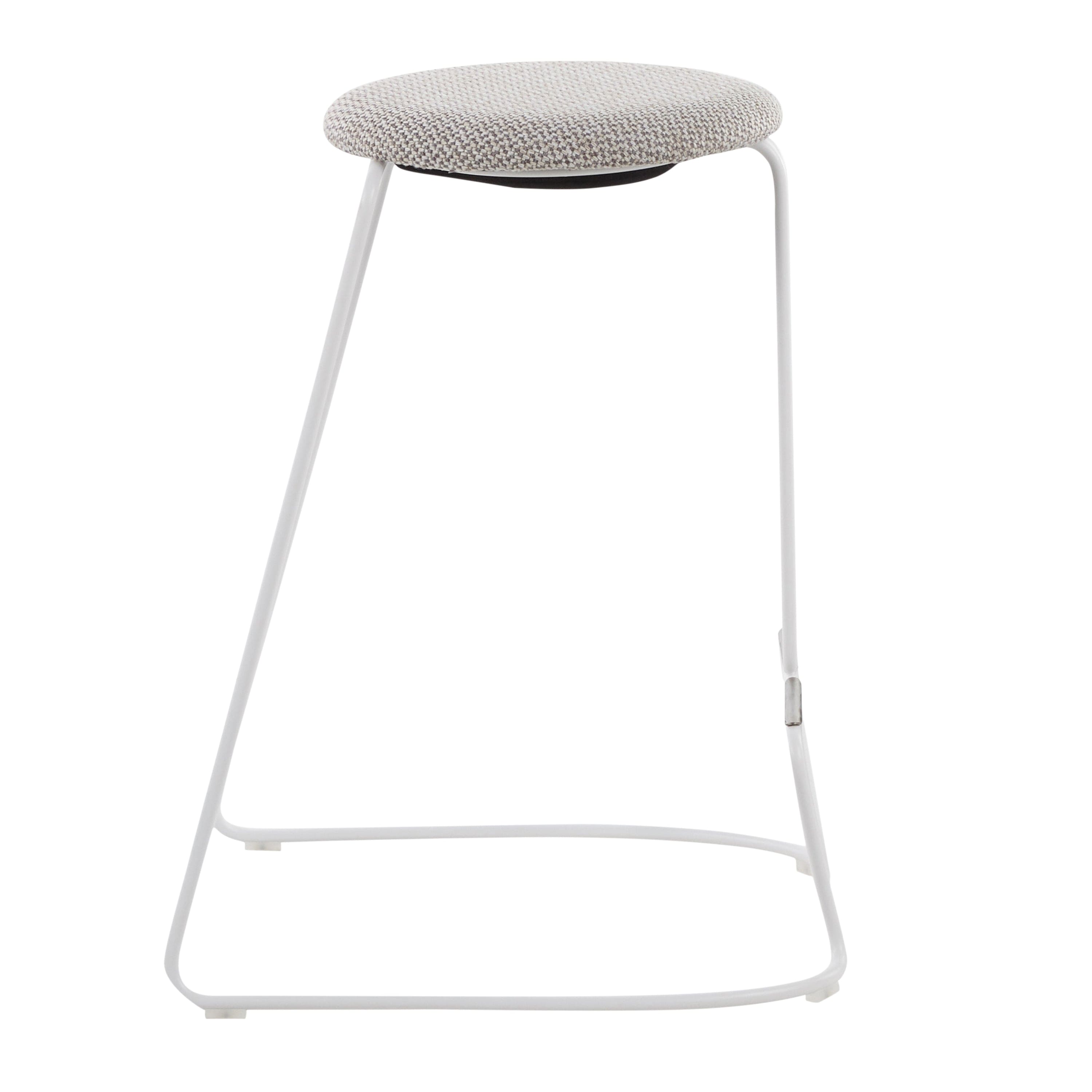 Finn Contemporary Counter Stool in White Steel and Light Grey Fabric by LumiSource - Set of 2