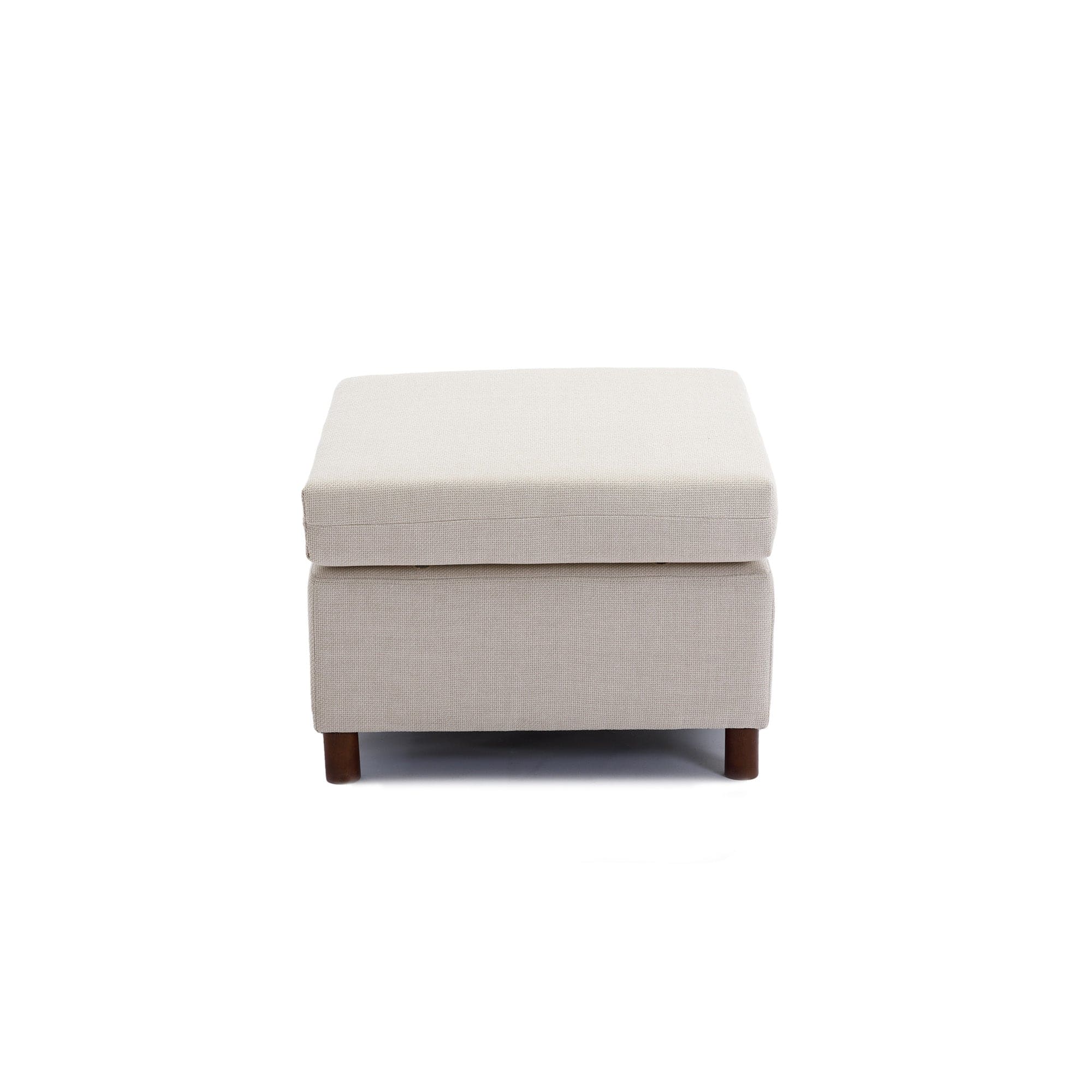 Single Seat Module Sofa Sectional Couch With Armrest With 1 Ottoman,Cushion Covers Non-removable and Non-Washable,Cream