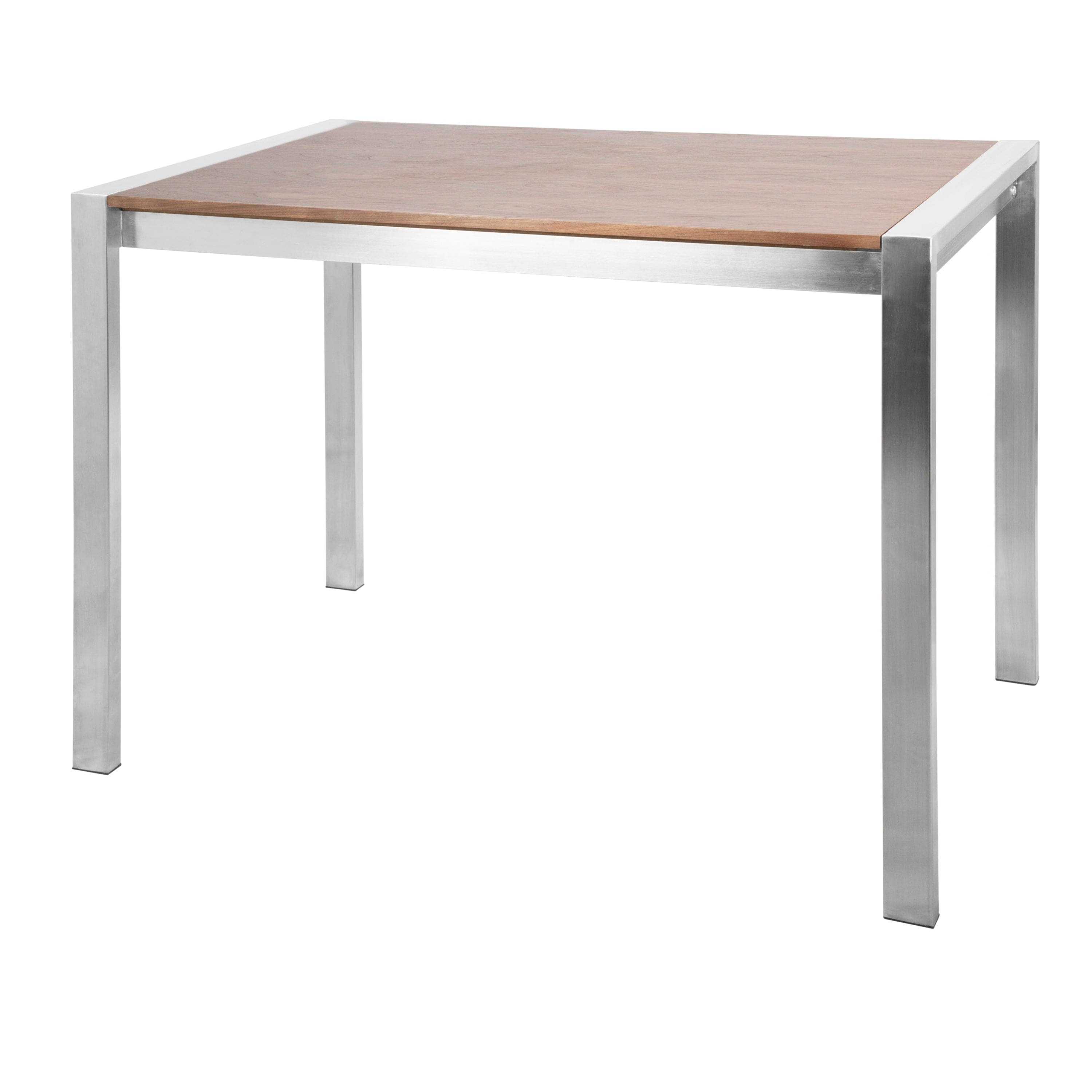 Fuji Contemporary Counter Table in Brushed Stainless Steel and Walnut Wood by LumiSource