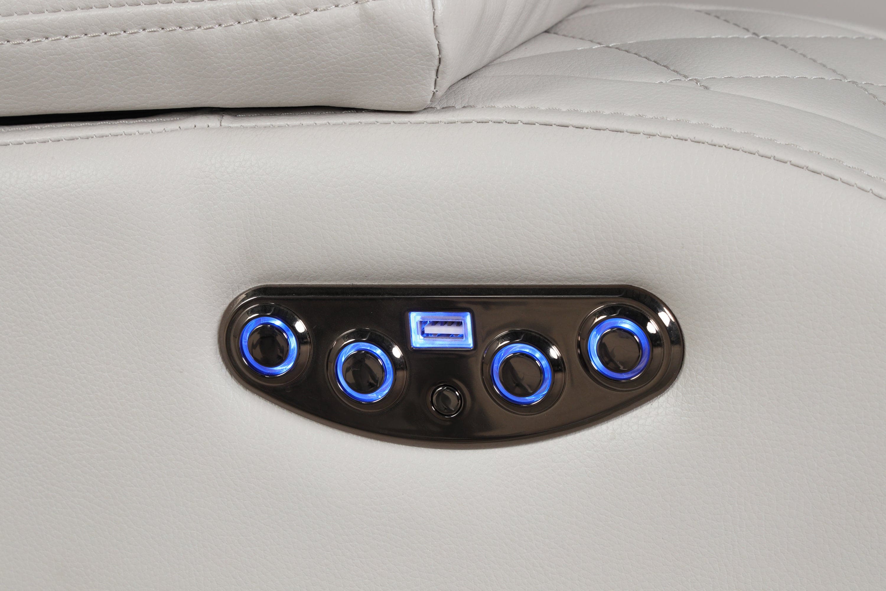 Benz LED & Power Reclining Loveseat Made With Faux Leather in Ice