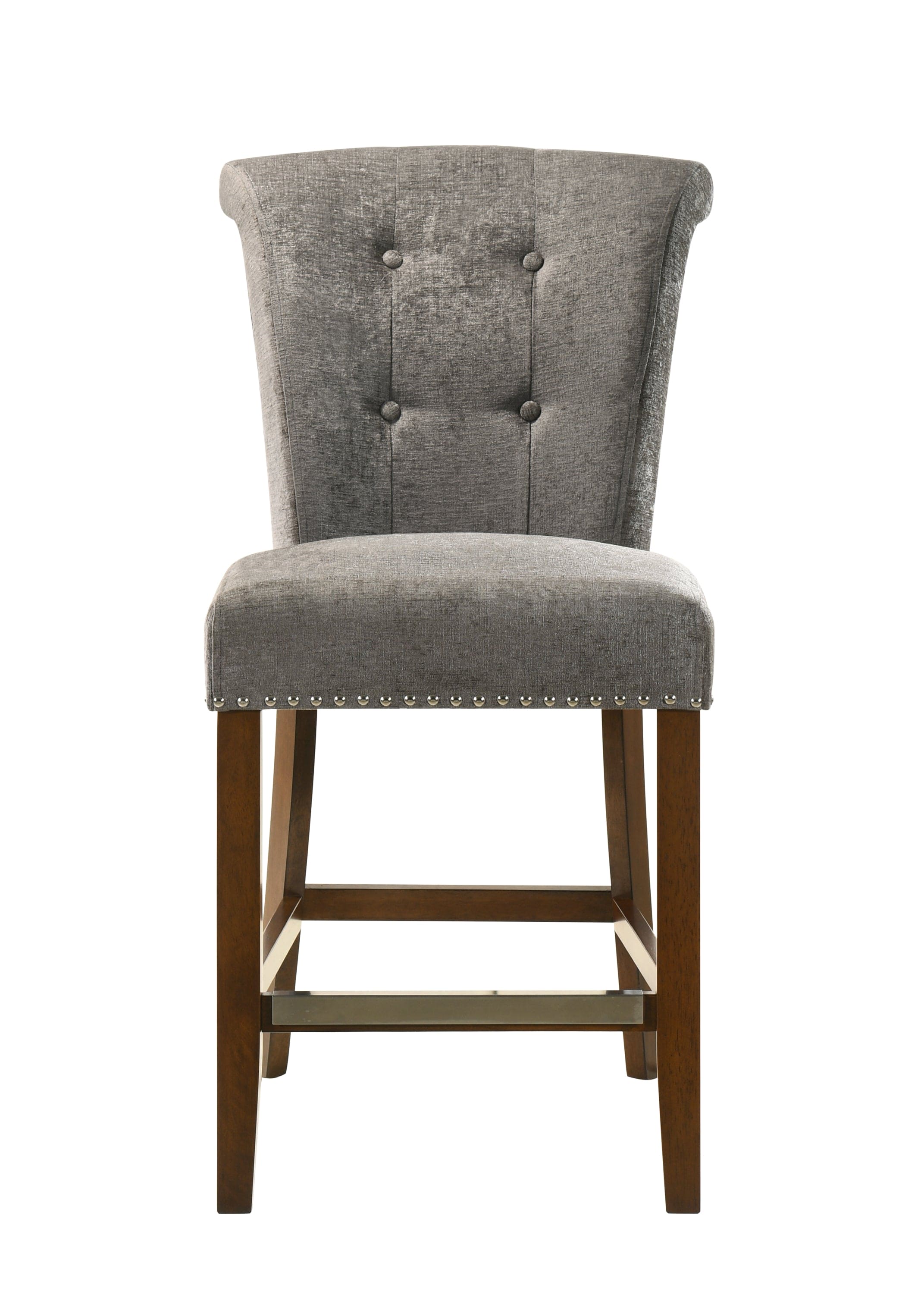 Auggie Gray Fabric Counter Height Chair with Nailhead Trim