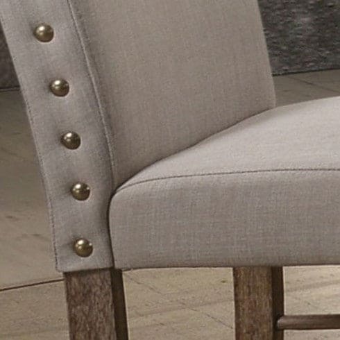 ACME Leventis Side Chair (Set-2) in Cream Linen & Weathered Oak 74657