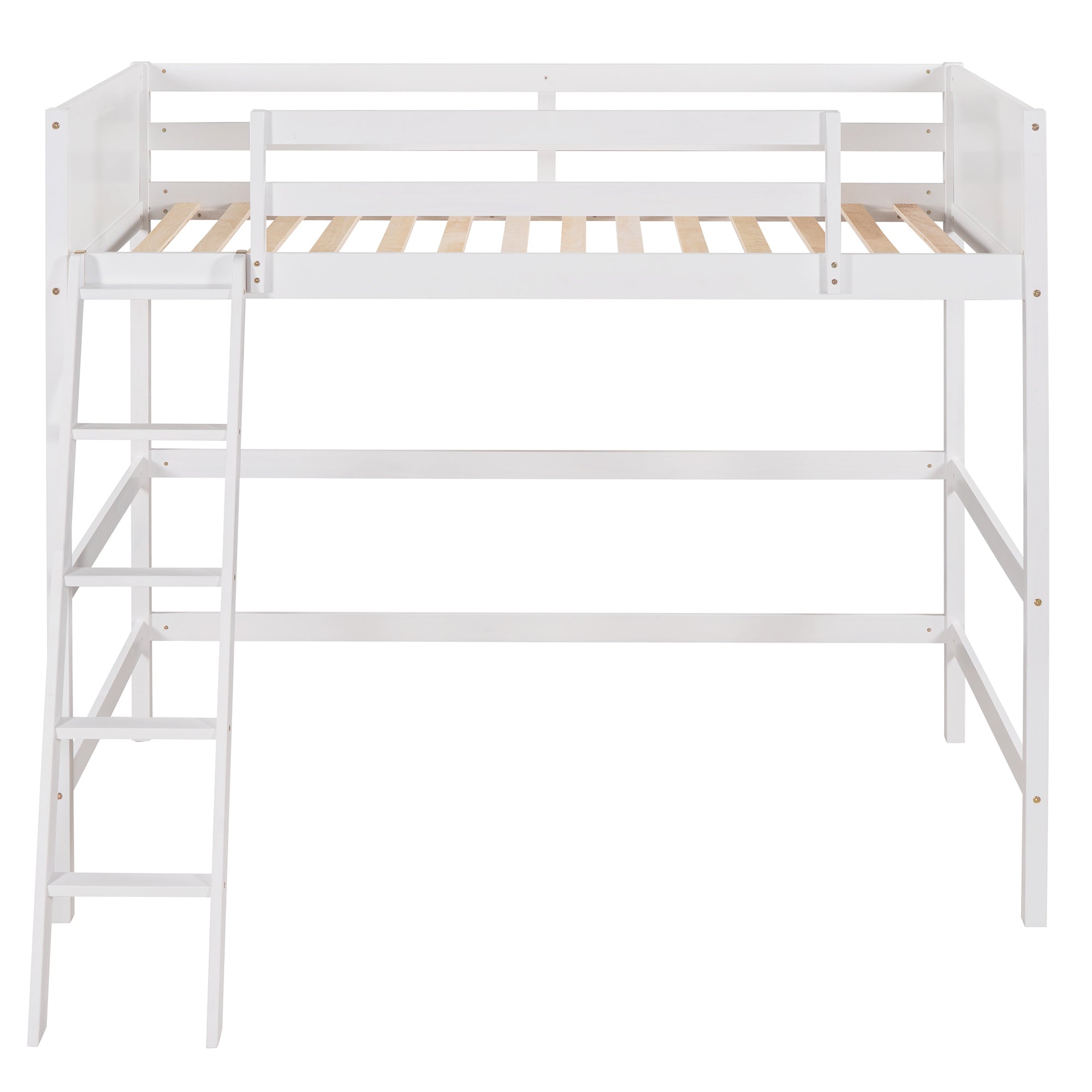 Solid Wood Twin Size Loft Bed with Ladder(White)(OLD SKU: WF191903AAK)