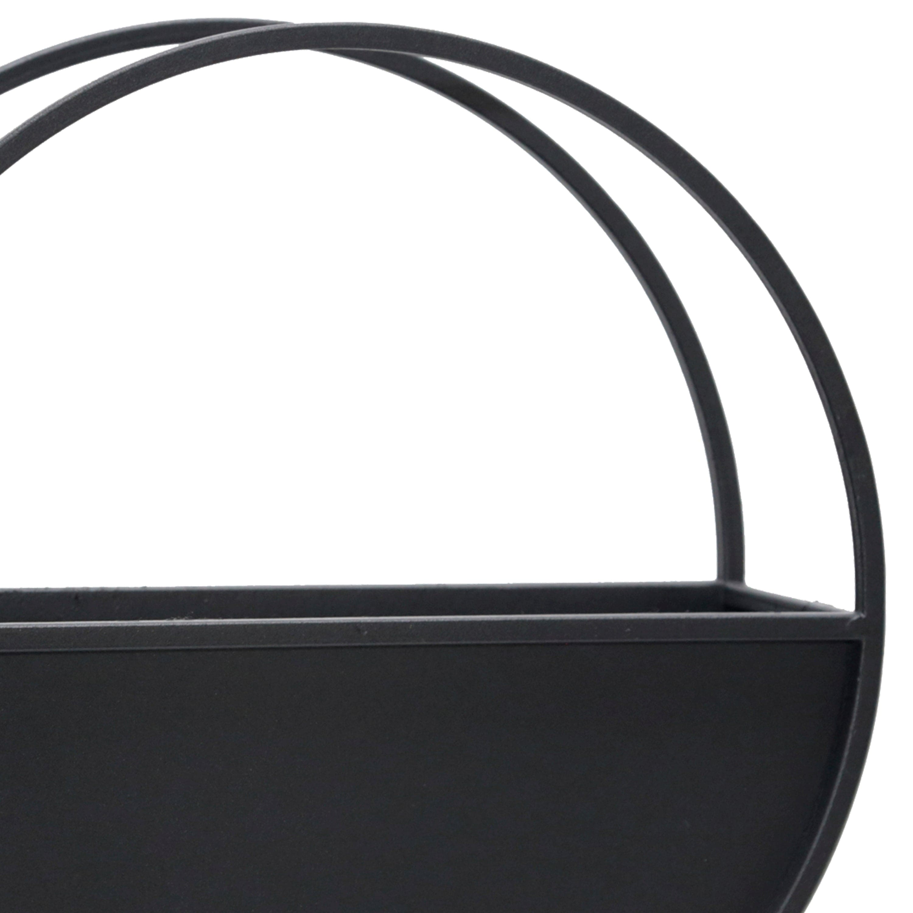 S/2 METAL 9/12" ROUND WALL PLANTERS, BLACK