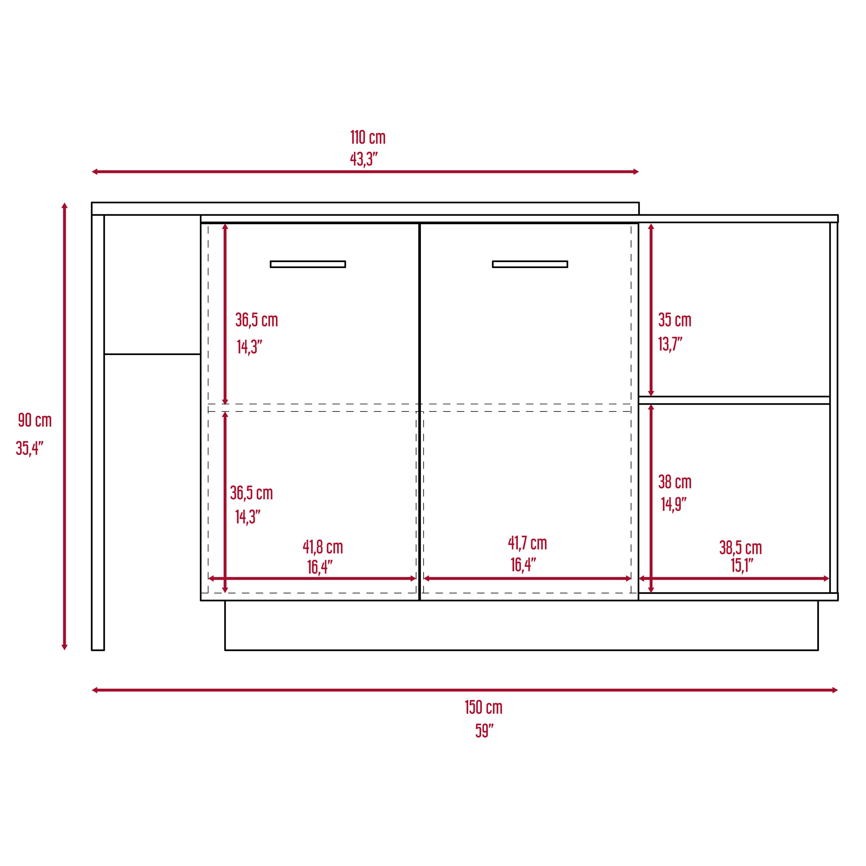 Chesterfield 2-Shelf 1-Drawer 3-Division Kitchen Island White