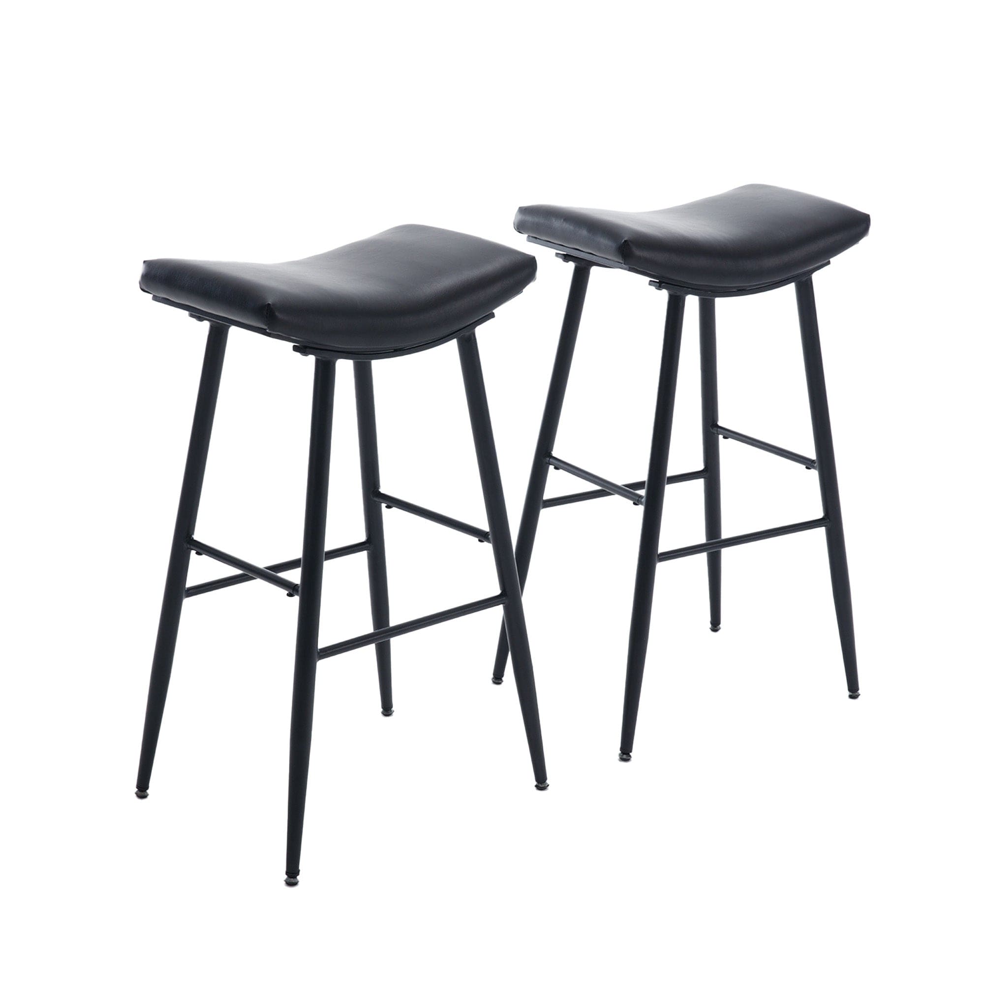 Counter Height Bar Stool Set of 2 for Dining Room Kitchen Counter Island, PU Upholstered Breakfast Stools With Footrest,Black