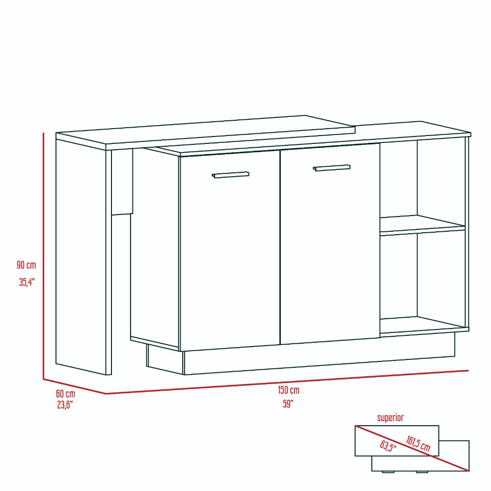 Dorchester 6-Shelf 6-Door 2-piece Kitchen Set, Kitchen Island and Pantry Cabinet White and Light Oak