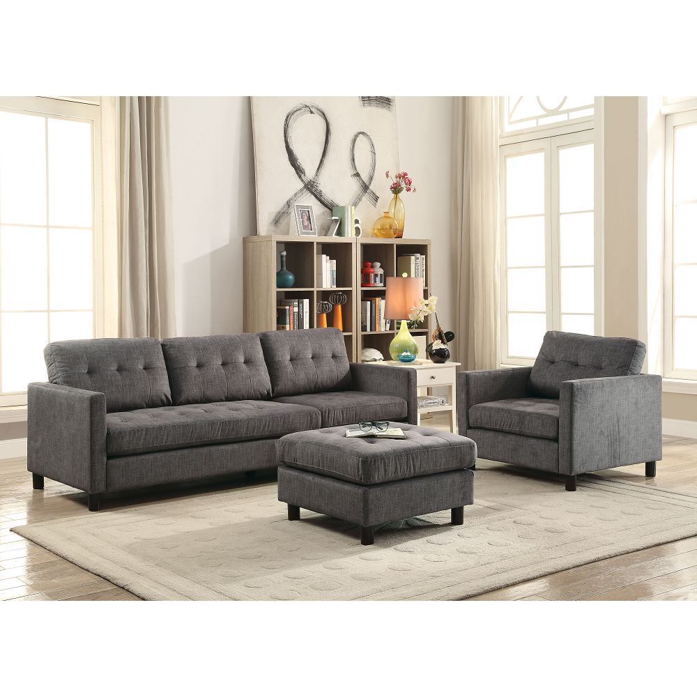 ACME Ceasar Sectional Sofa in Gray Fabric 53315