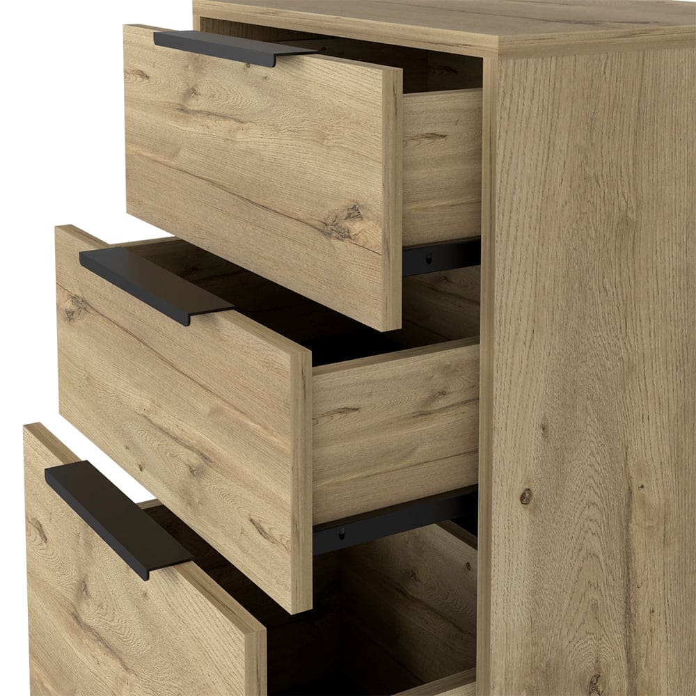 Light Dresser Skyoner, Hairpin Legs, Superior Top,Three Drawers, Light Oak Finish