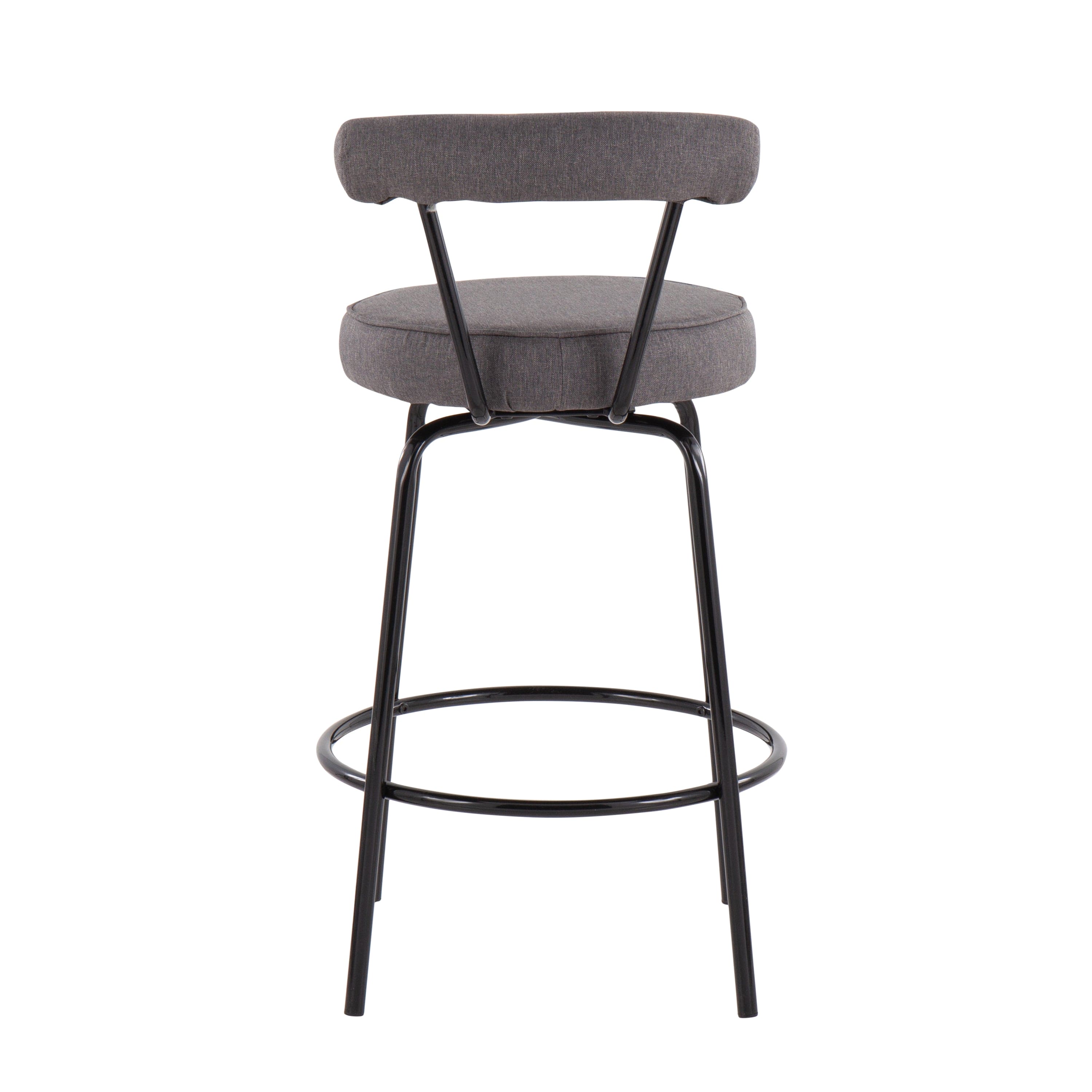 Rhonda Contemporary Counter Stool in Black Steel and Charcoal Fabric by LumiSource - Set of 2