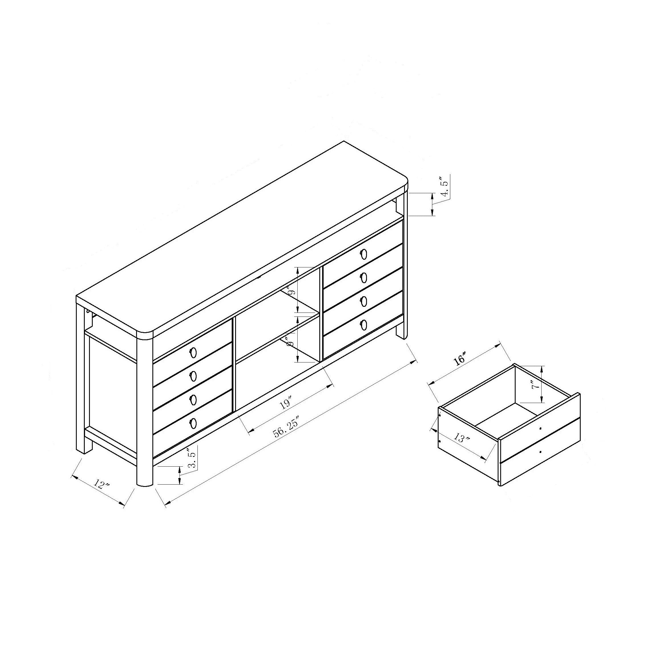 ID USA  212956 TV Stand/Buffet White Oak