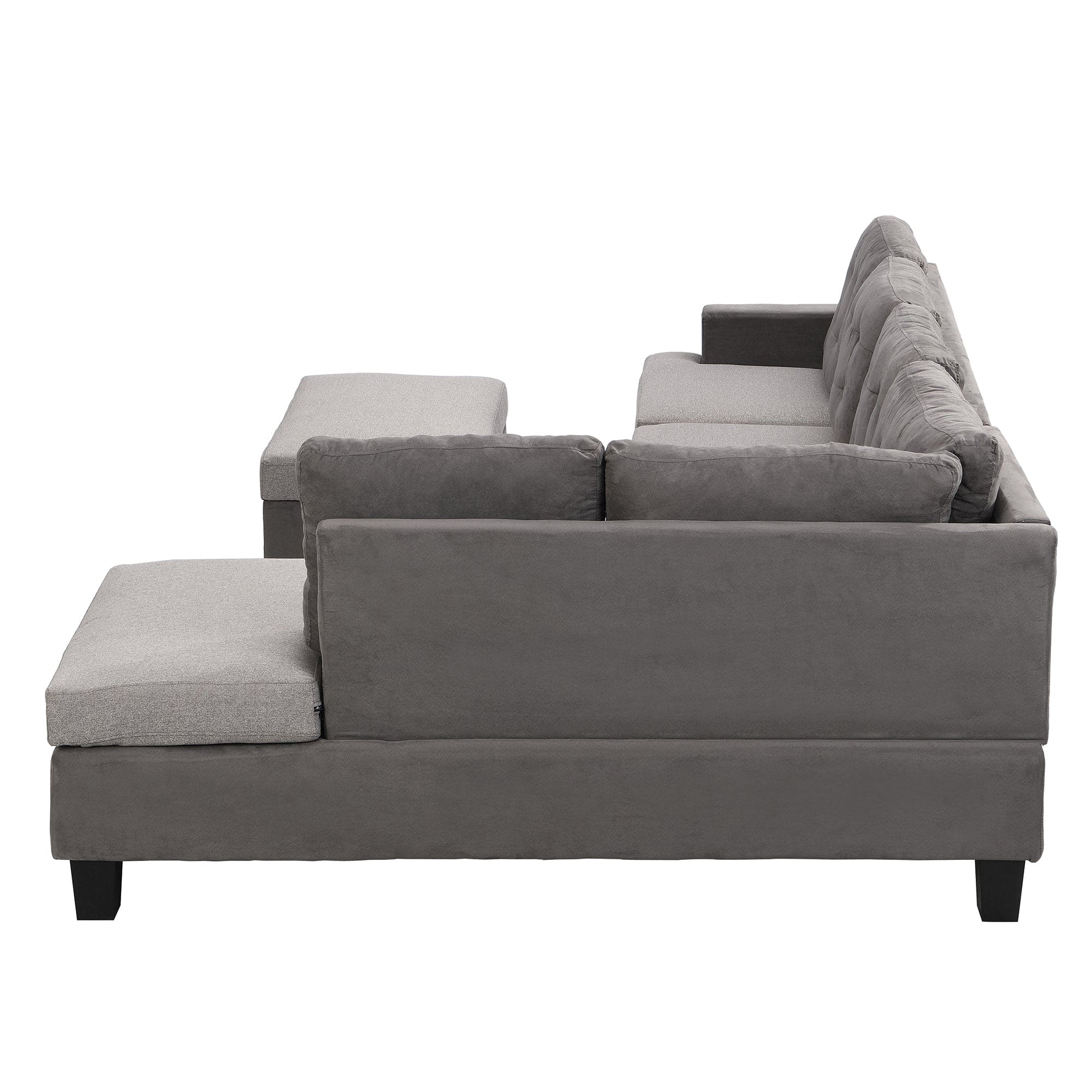 Sofa Set  for Living Room with Chaise Lounge and Storage Ottoman Living Room Furniture  Gray