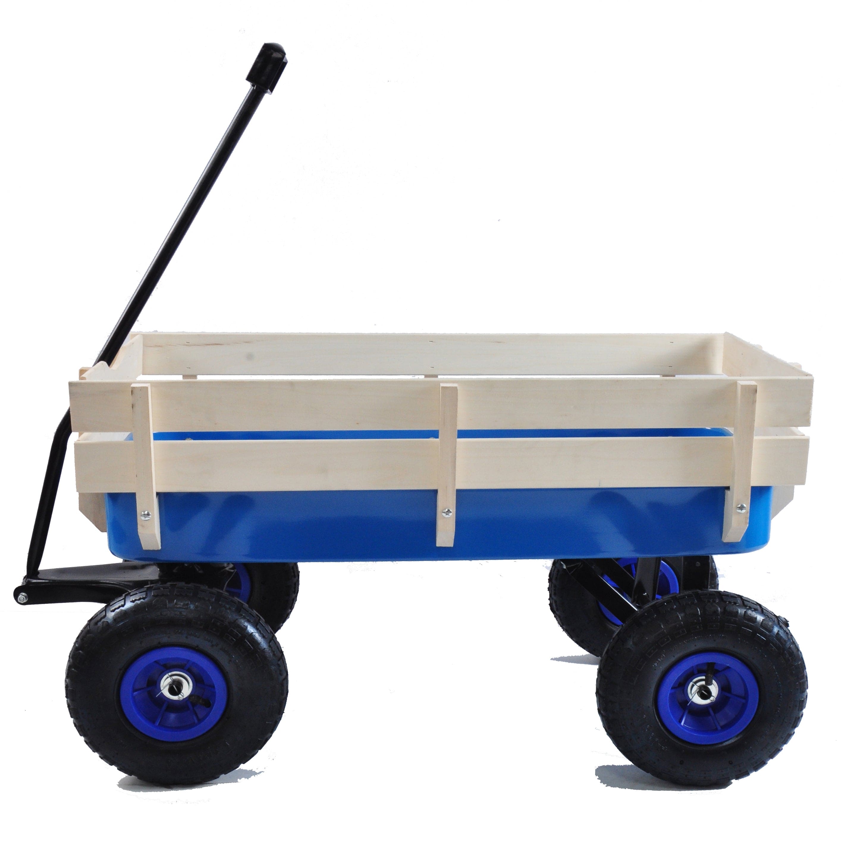 Outdoor Wagon All Terrain Pulling w/Wood Railing Air Tires Children Kid Garden