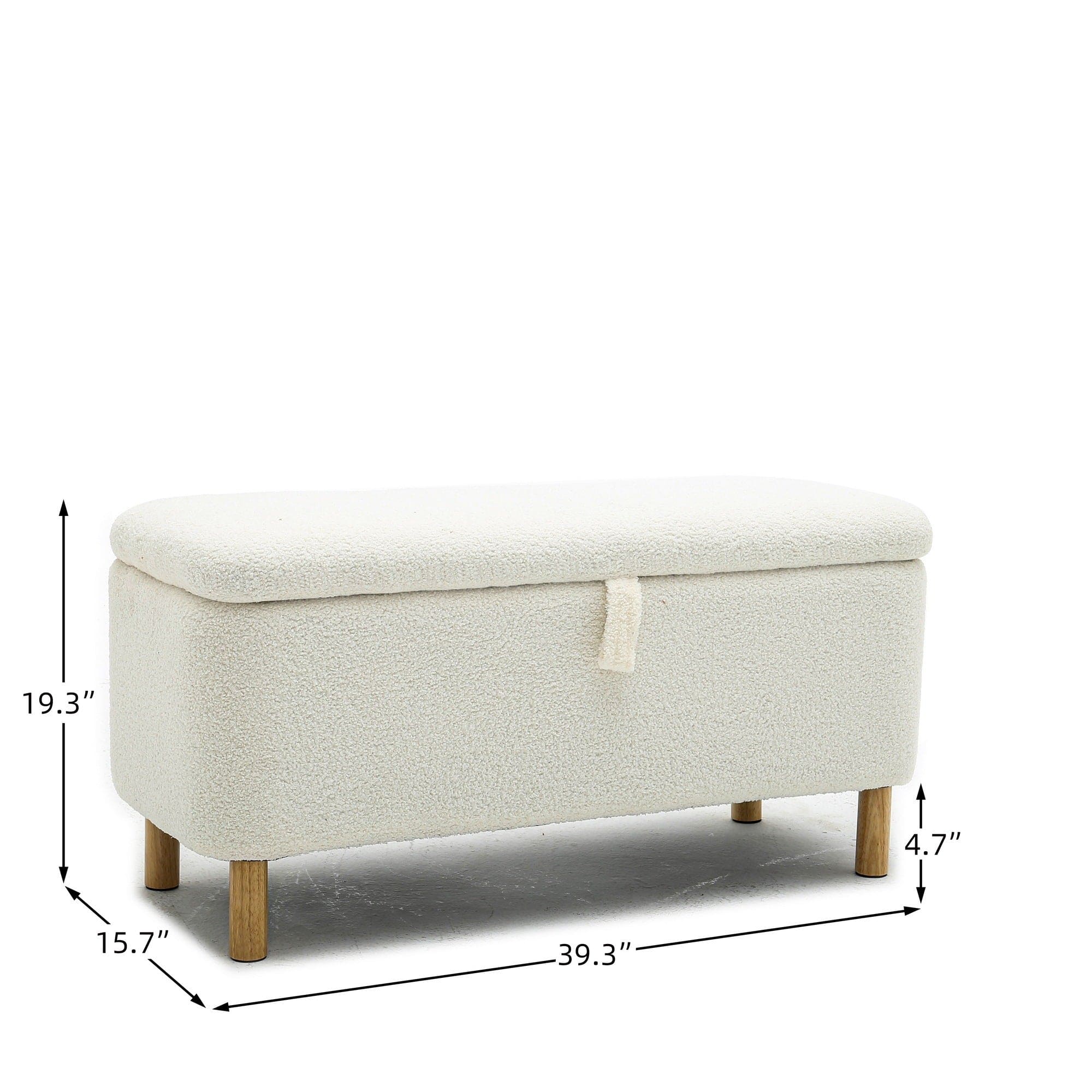 Basics Upholstered Storage Ottoman and Entryway Bench White