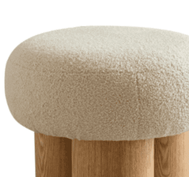 W8017-1 Mushroom stool, grieg plush cushion, wooden barrel PVC pipe, walnut finish