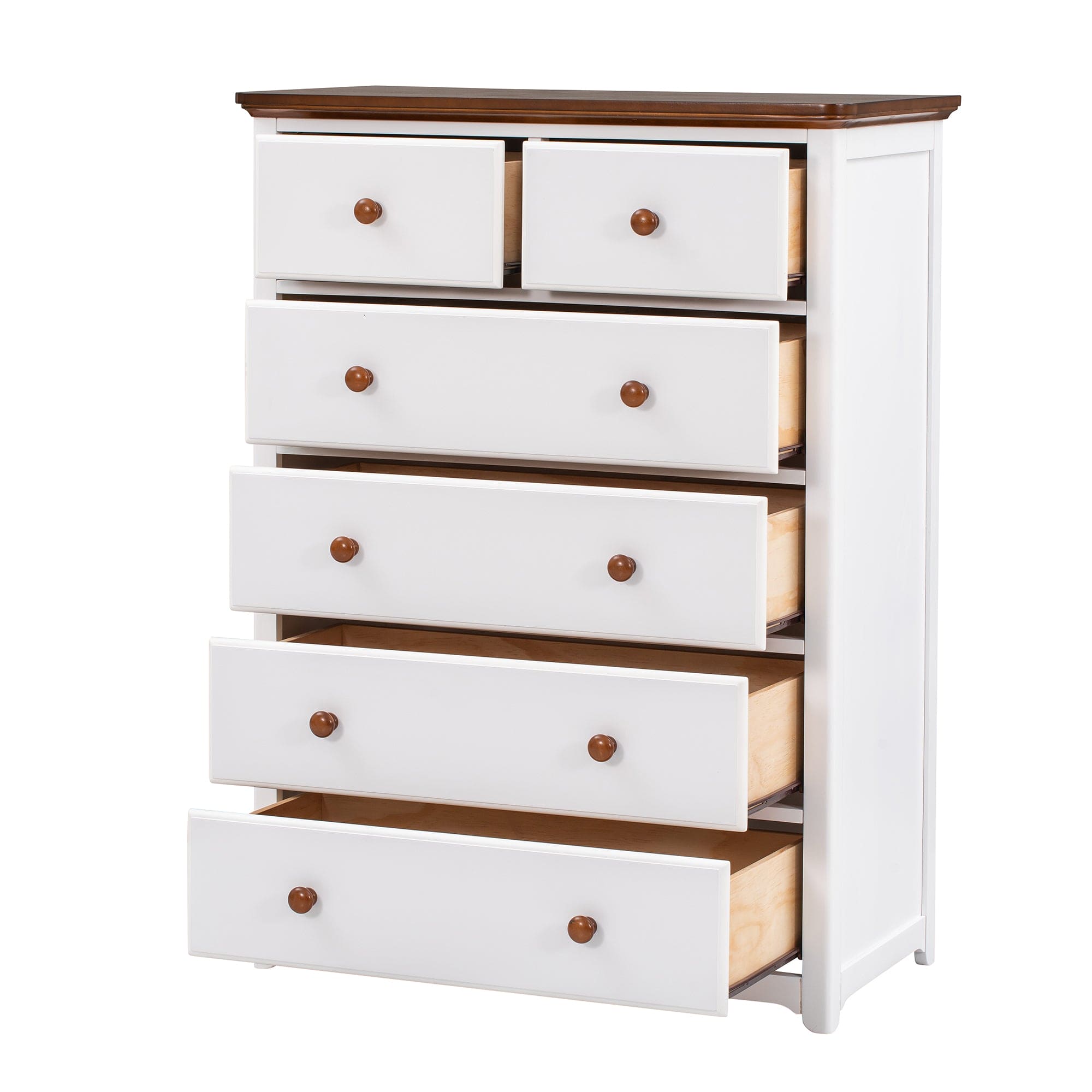 Rustic Wooden Chest with 6 Drawers,Storage Cabinet for Bedroom,White+Walnut