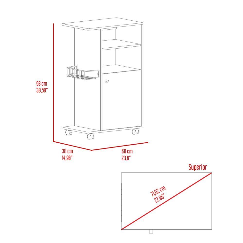 Clip Kitchen Cart, Single Door Cabinet, Four Casters -Black