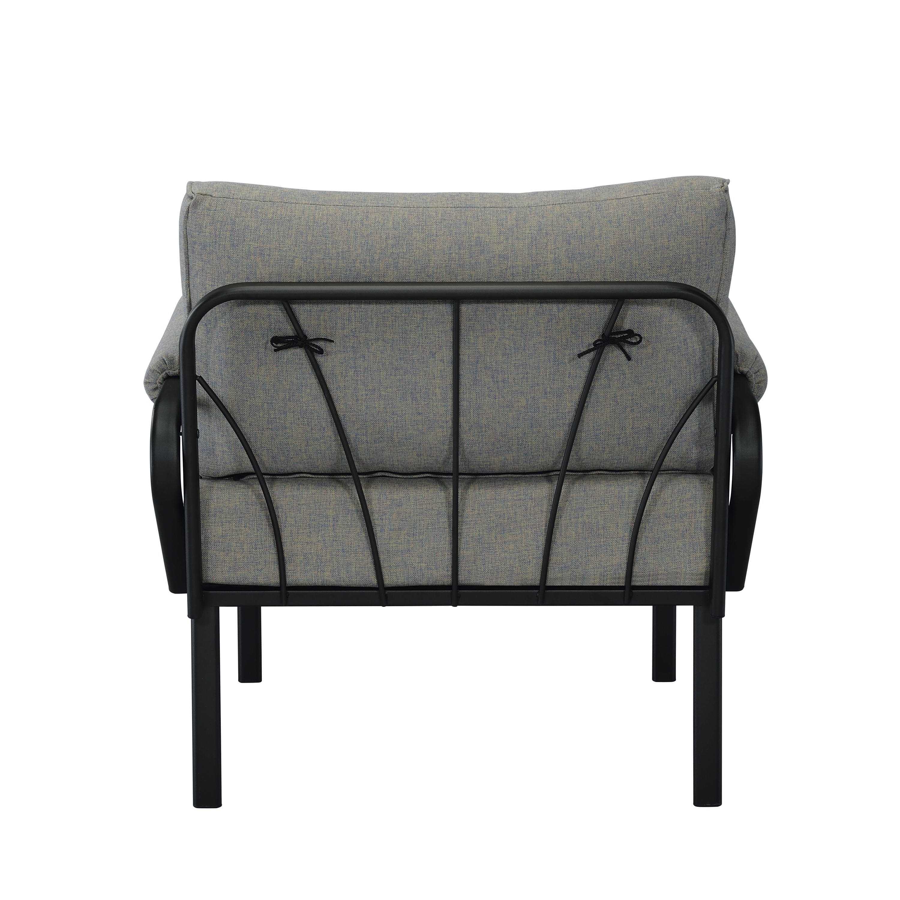 ACME Rajni Patio-Arm Chair, Gray Fabric & Black Finish OT01761