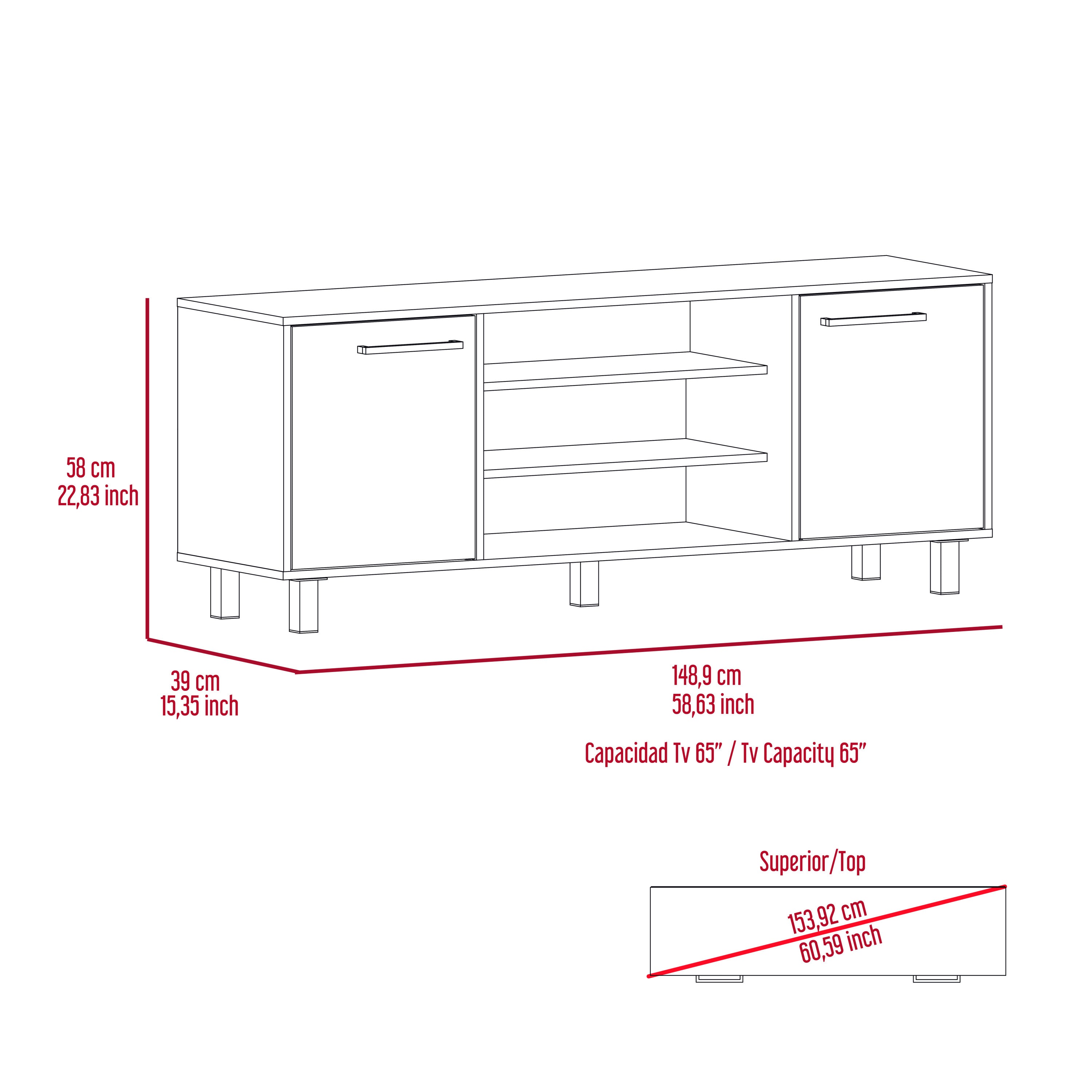 Kaia Tv Stand for TV´s up 55", Four Shelves, Three Shelves -Black / Pine