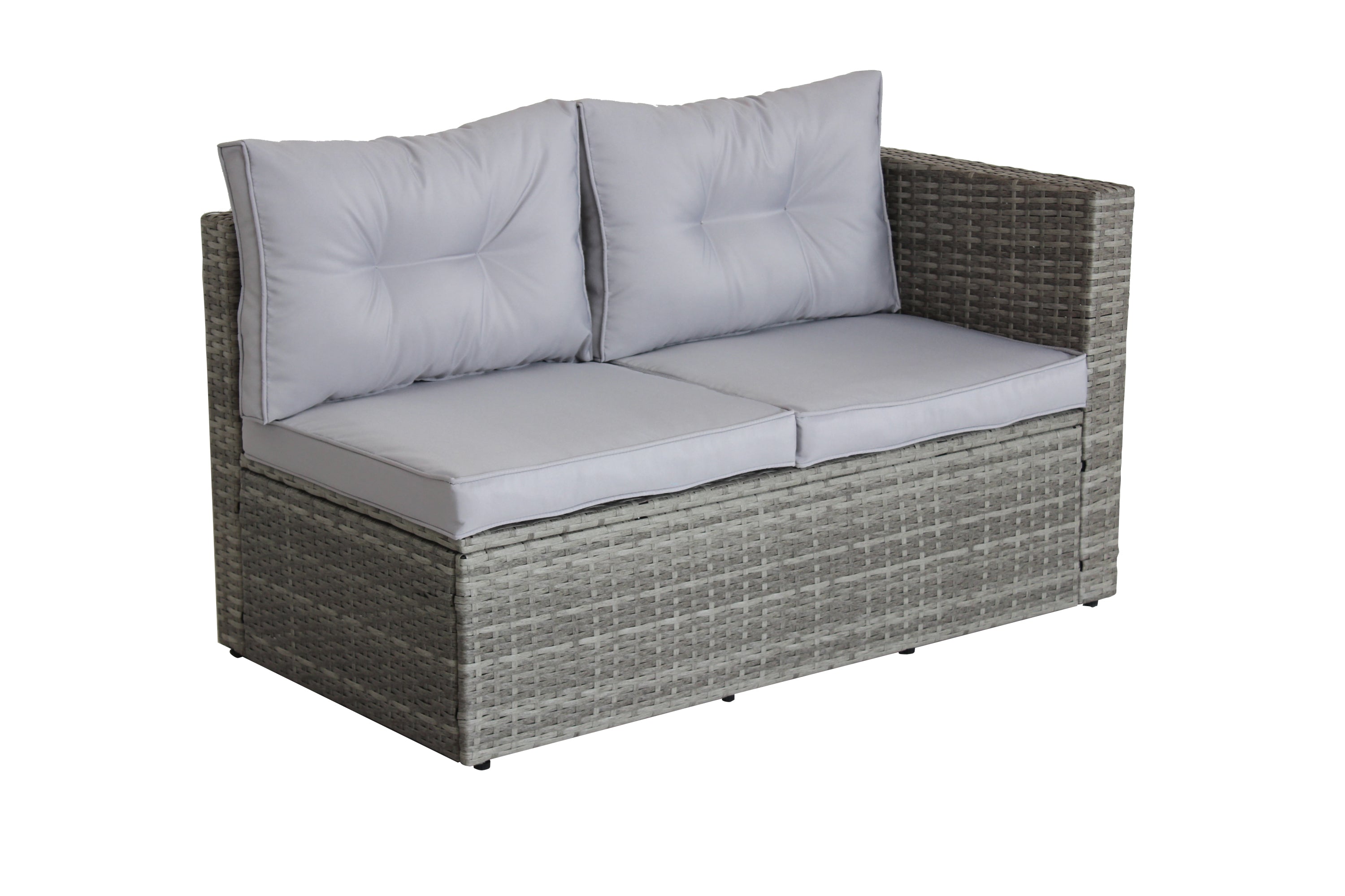 4 Piece Patio Sectional Wicker Rattan Outdoor Furniture Sofa Set with Storage Box Grey