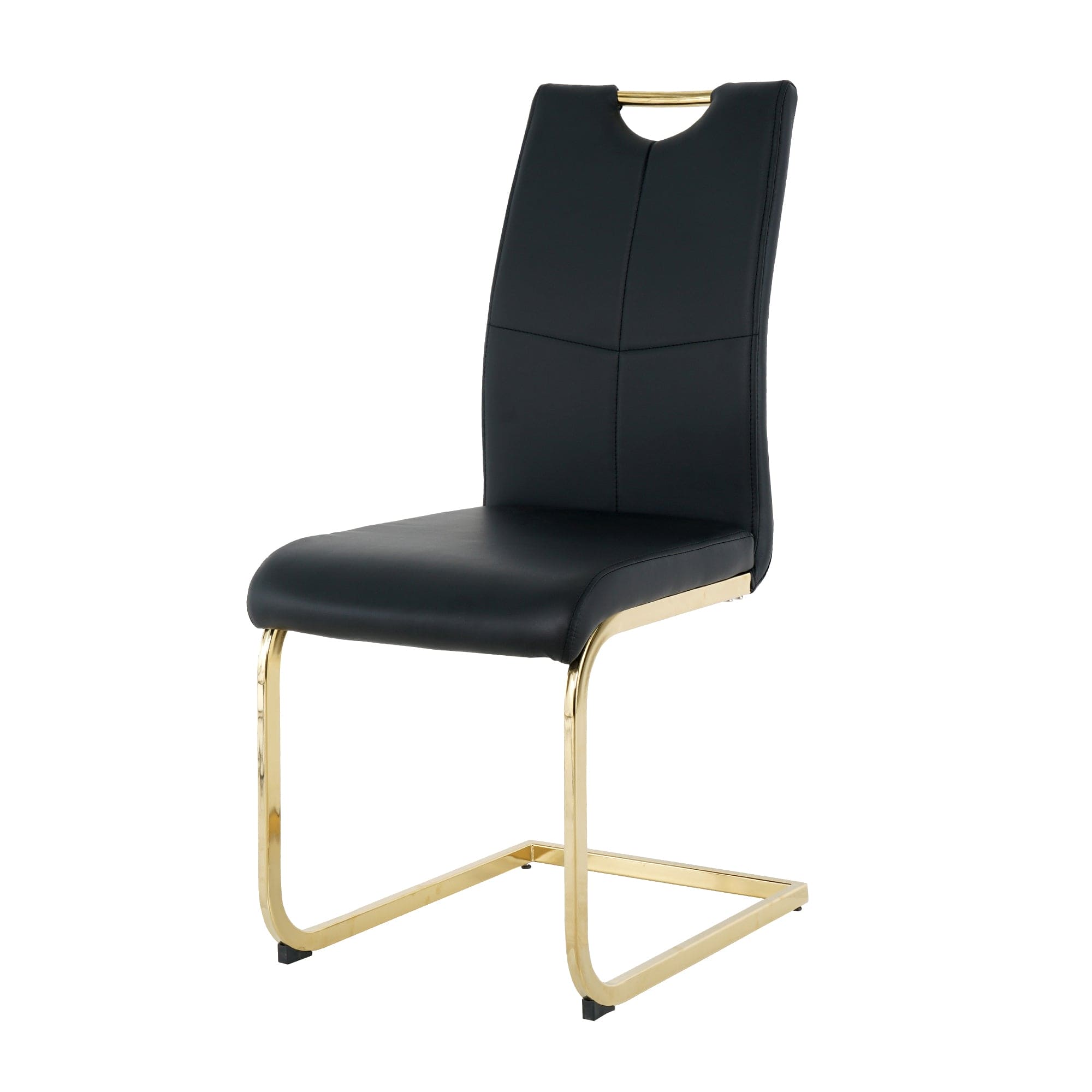 Modern Dining Chairs with Faux Leather Padded Seat Dining Living Room Chairs Upholstered Chair with gold Metal Legs Design for Kitchen, Living, Bedroom, Dining Room Side Chairs Set of 2