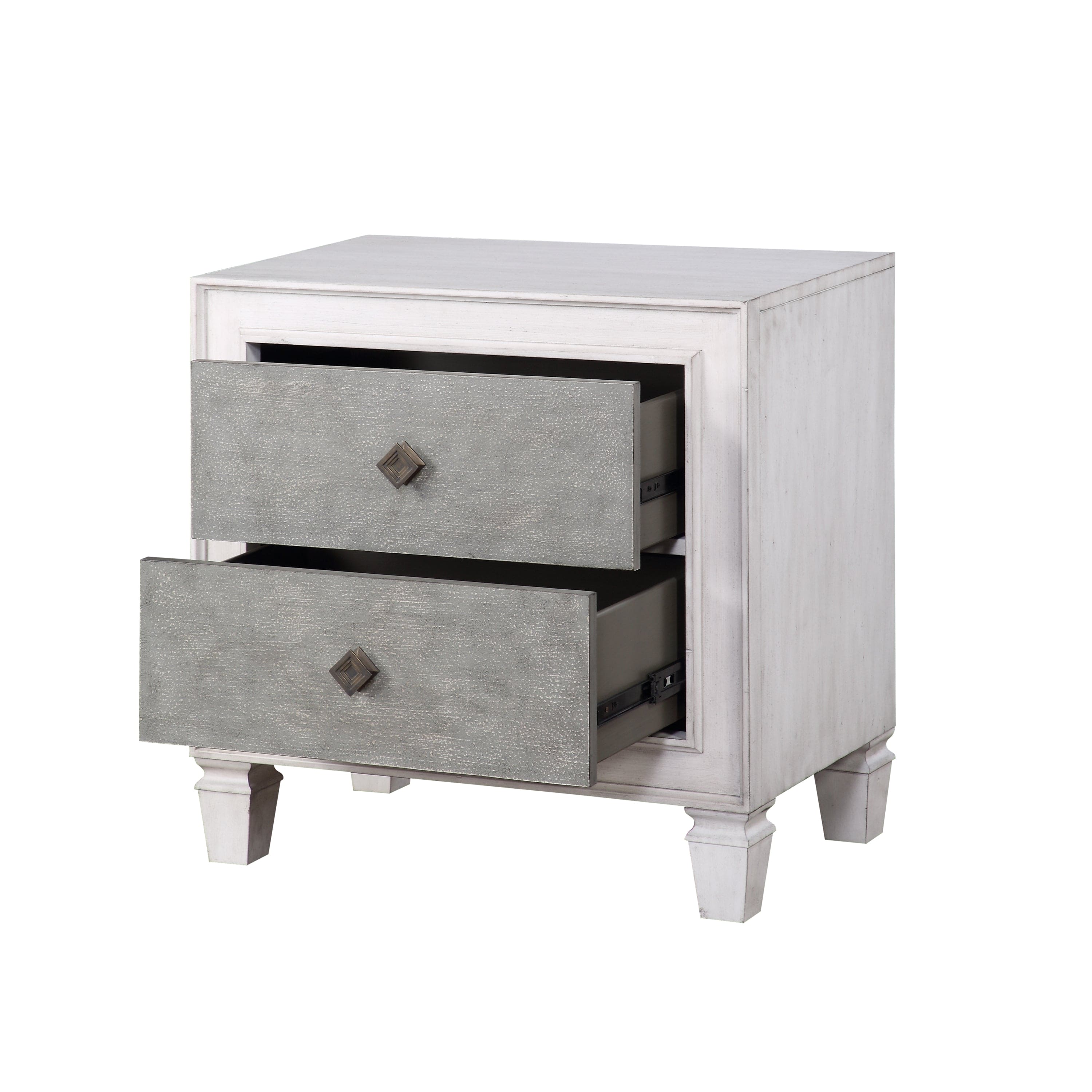 ACME Katia Nightstand in Rustic Gray & White Finish BD00661