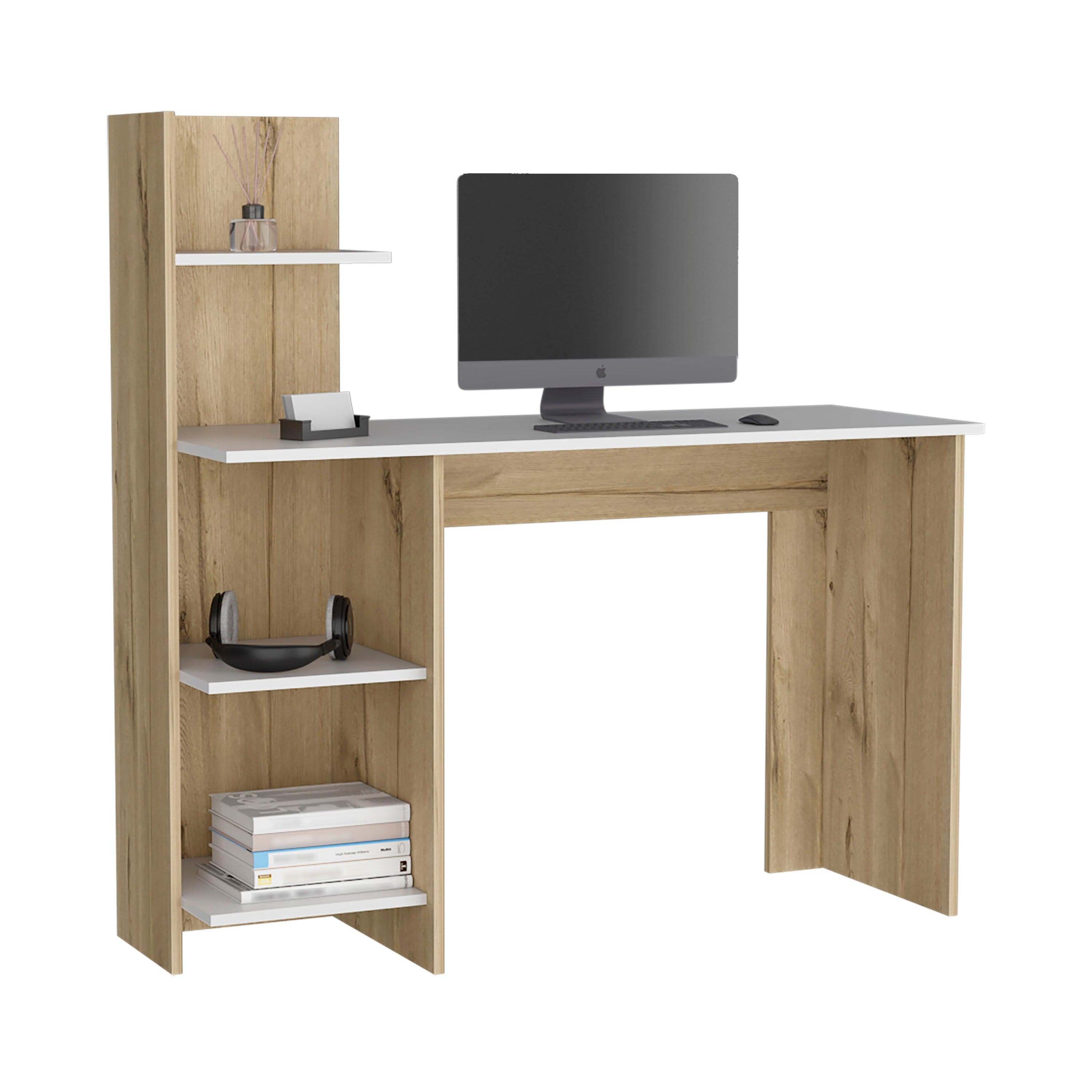 Desk Wichita, Four Shelves, Light Oak / White Finish