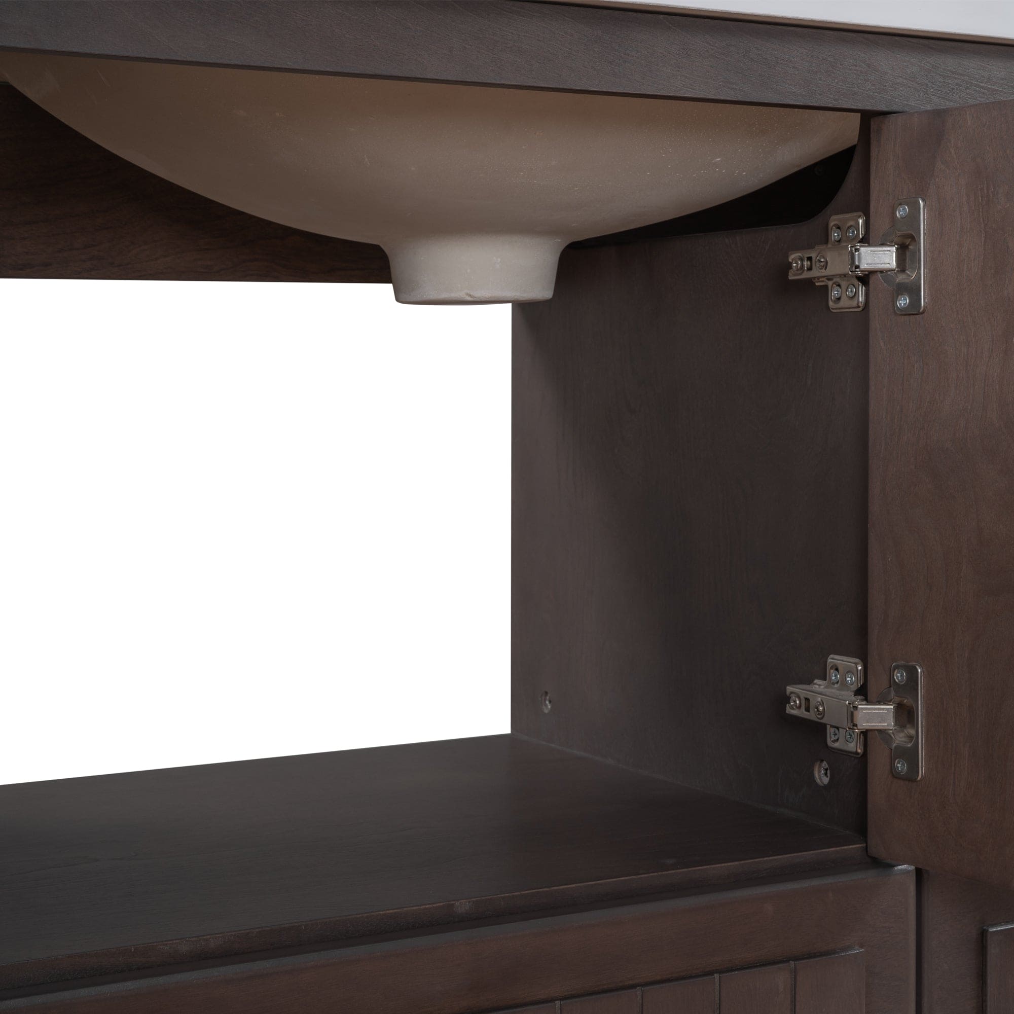 [VIDEO] 36" Bathroom Vanity with Ceramic Basin, Bathroom Storage Cabinet with Two Doors and Drawers, Solid Frame, Metal Handles, Brown (OLD SKU: JL000003AAD)