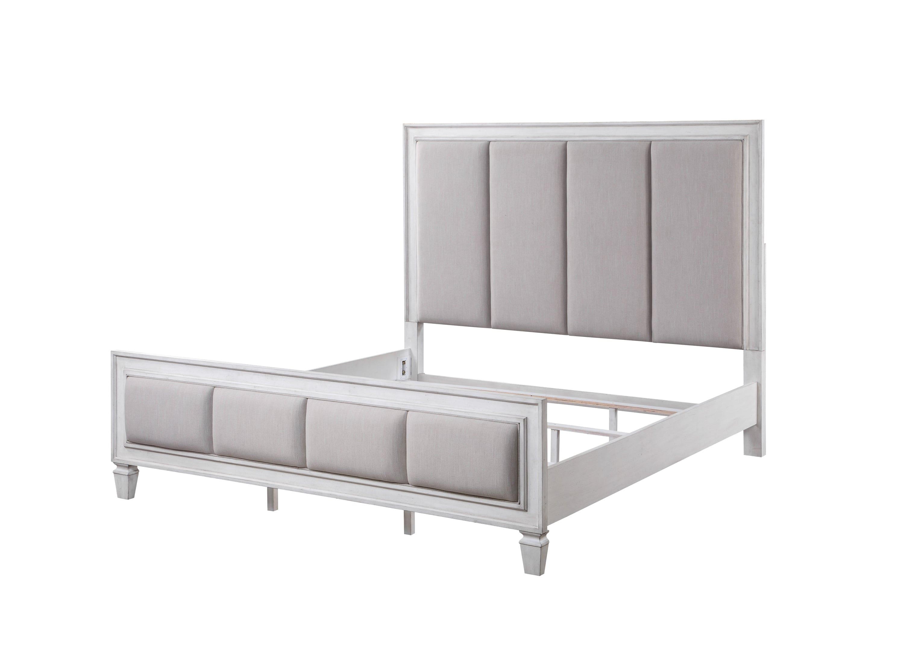 ACME Katia Eastern King Bed in Gray Linen & White Finish BD00659EK