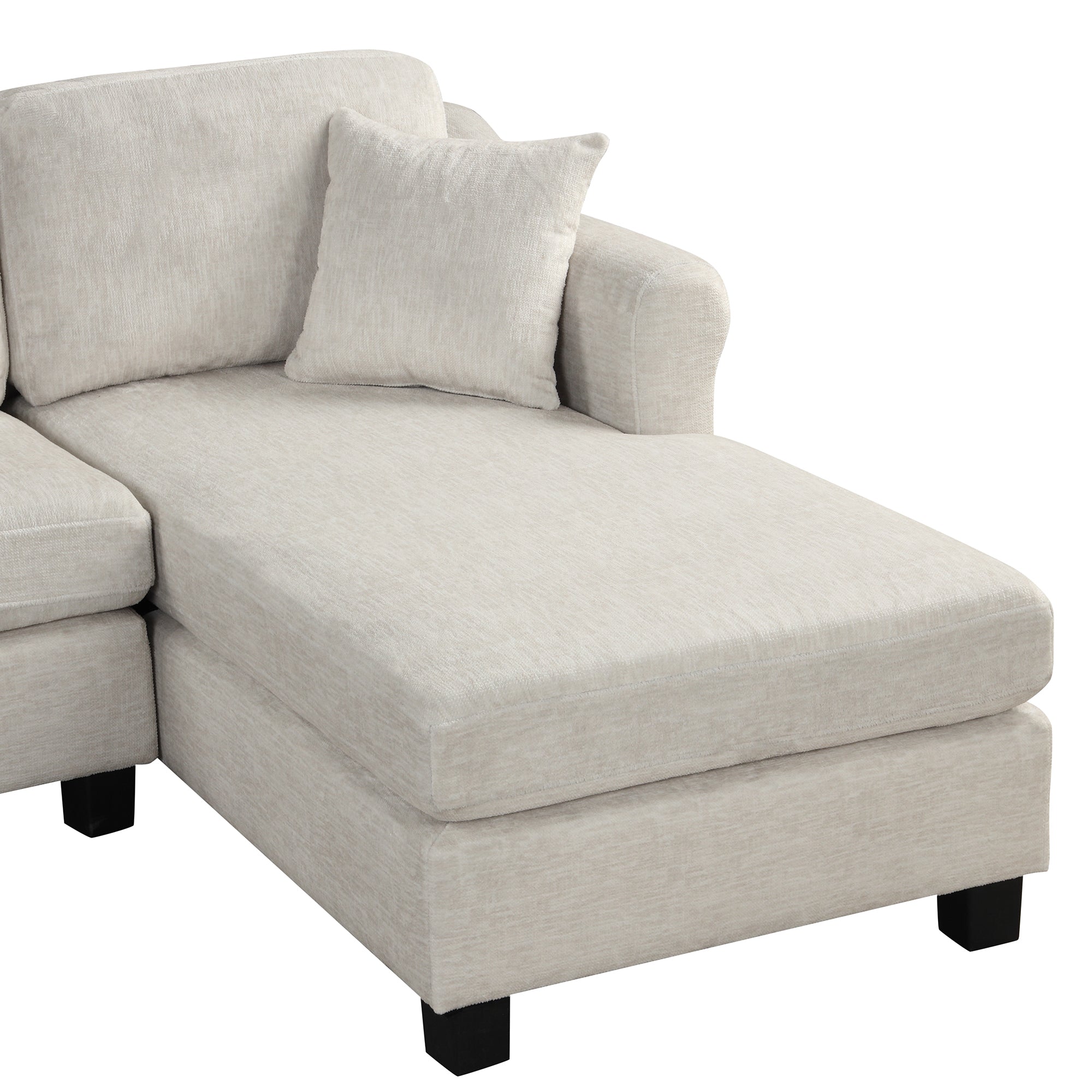 122.1" *91.3"  4pcs Sectional Sofa with Ottoman with Right Side Chaise velvet fabric White