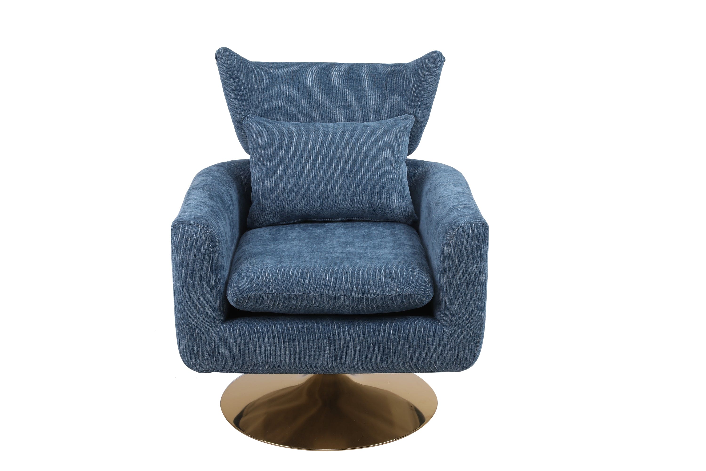 Classic Mid-Century 360-degree Swivel  Accent Chair, Blue Linen