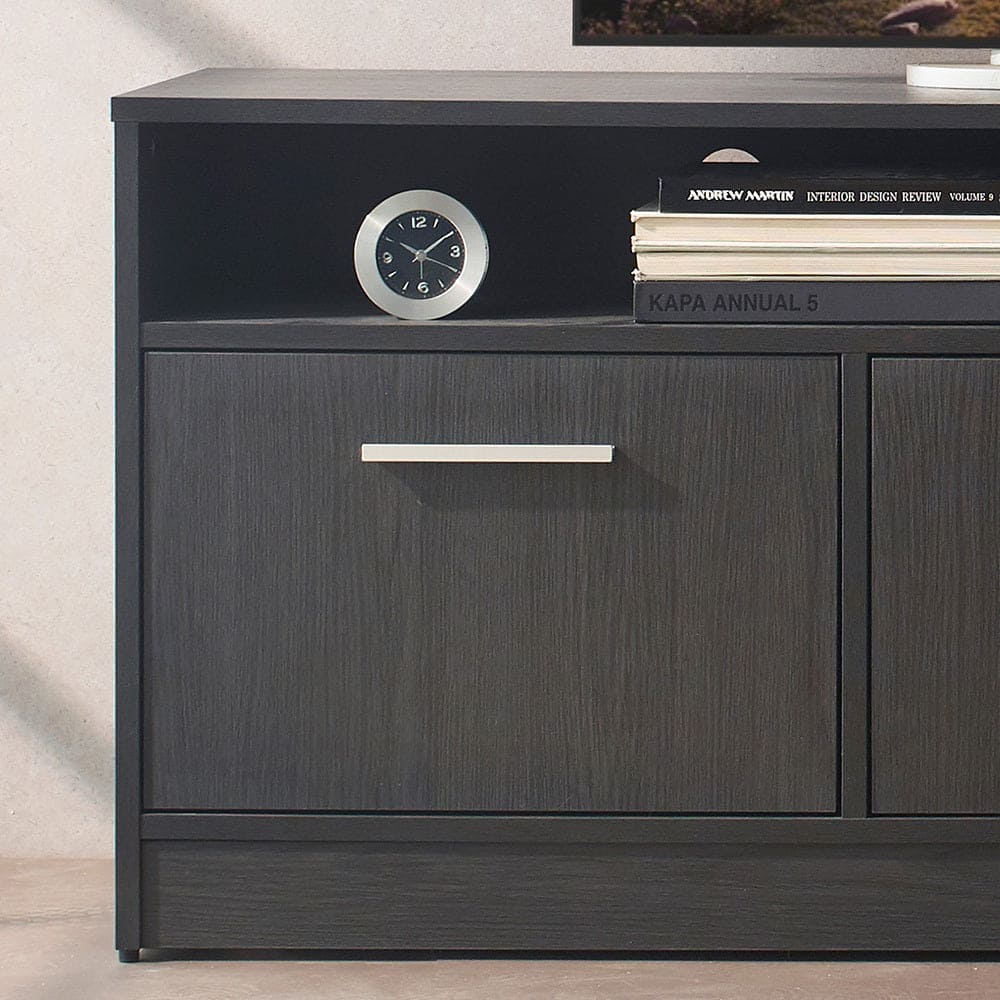 Holland Contemporary TV Stand with Three Soft-closing Doors in Dark Gray